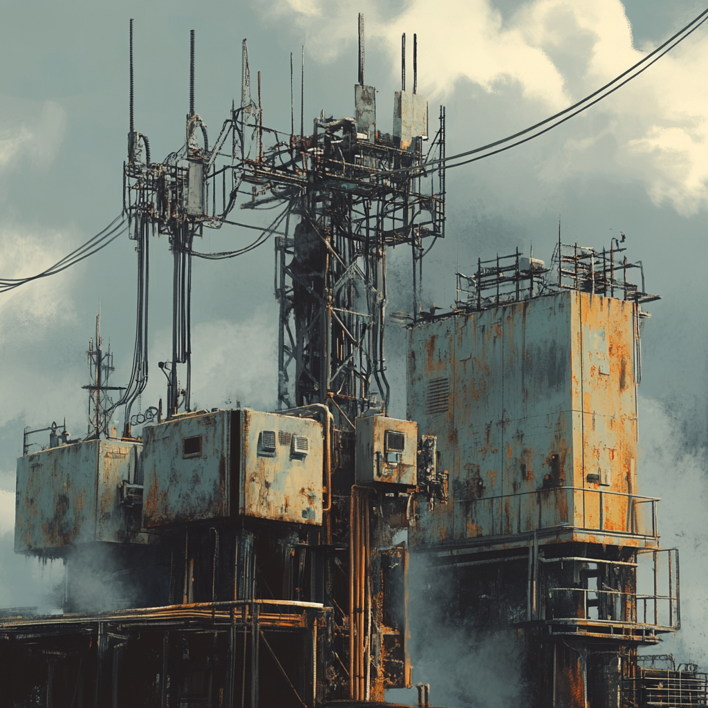 Electrical substation according to neural network - Нейронные сети, Canvas, Substation, Electricity, Longpost, Neural network art