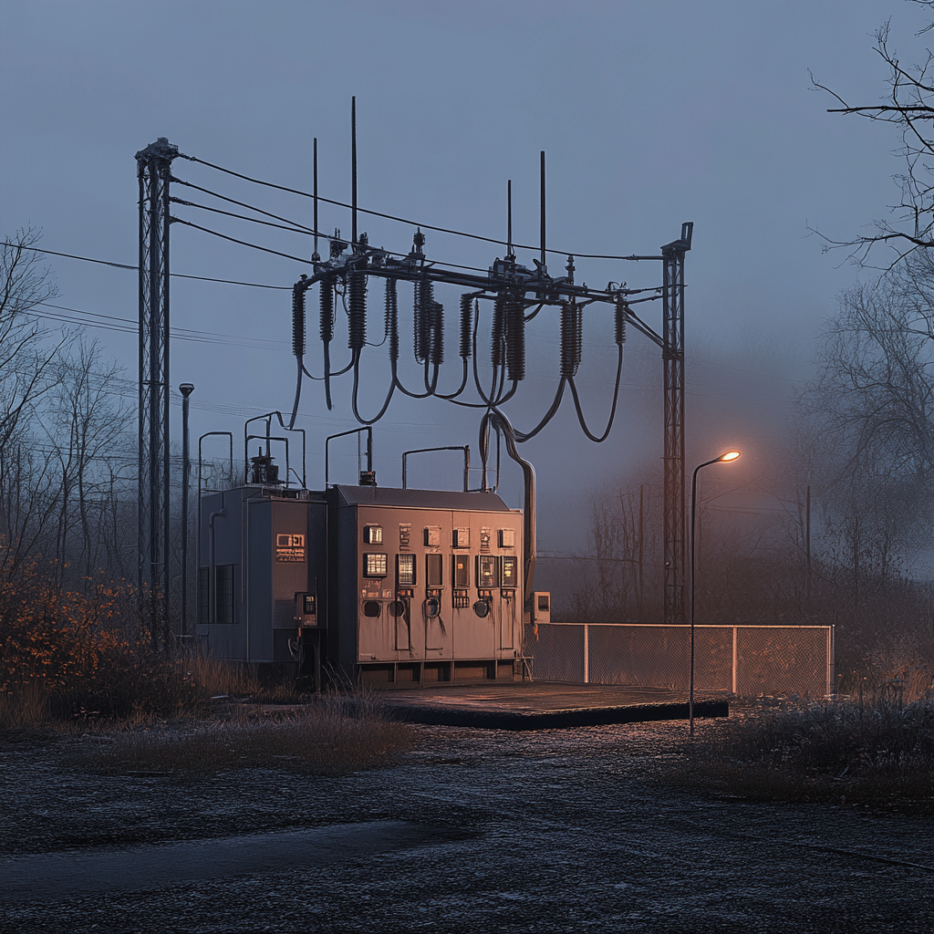 Electrical substation according to neural network - Нейронные сети, Canvas, Substation, Electricity, Longpost, Neural network art