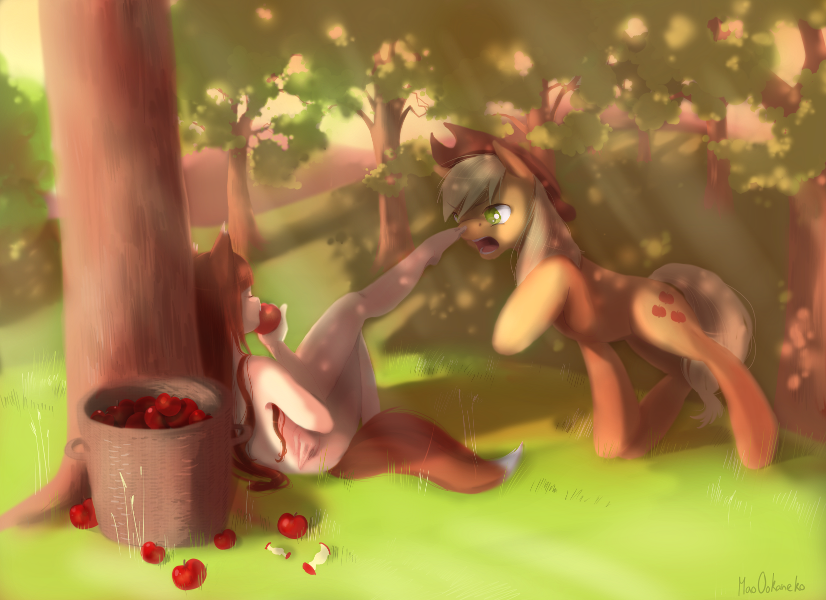 Holo the Wise loves apples - My little pony, Applejack, MLP crossover, Spice and wolf