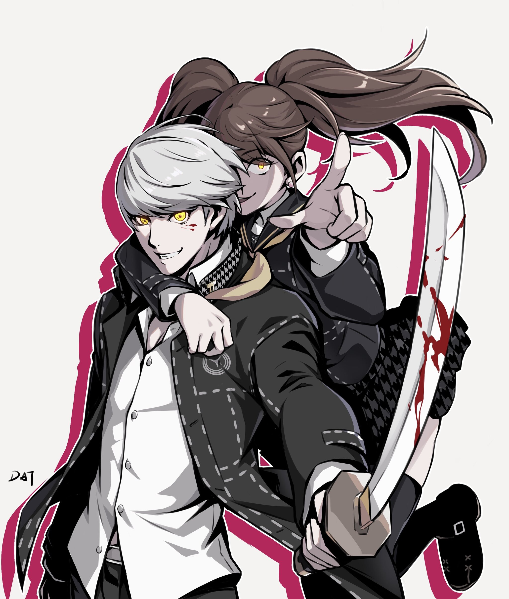 Yuu and Rise - Art, Anime, Anime art, Persona, Persona 4, Kujikawa Rise, Game art, Games, Longpost