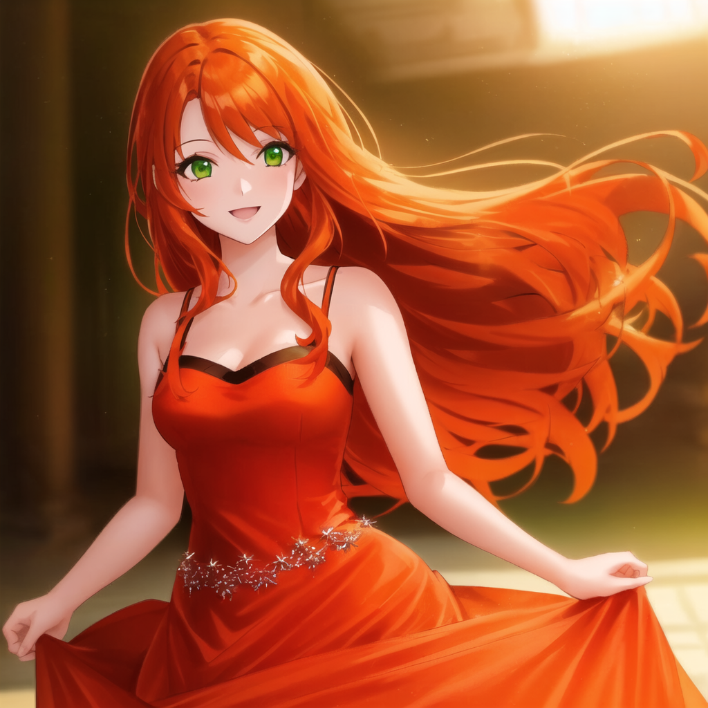 Fire girl - My, Anime, Anime art, Redheads, Stable diffusion, Longpost