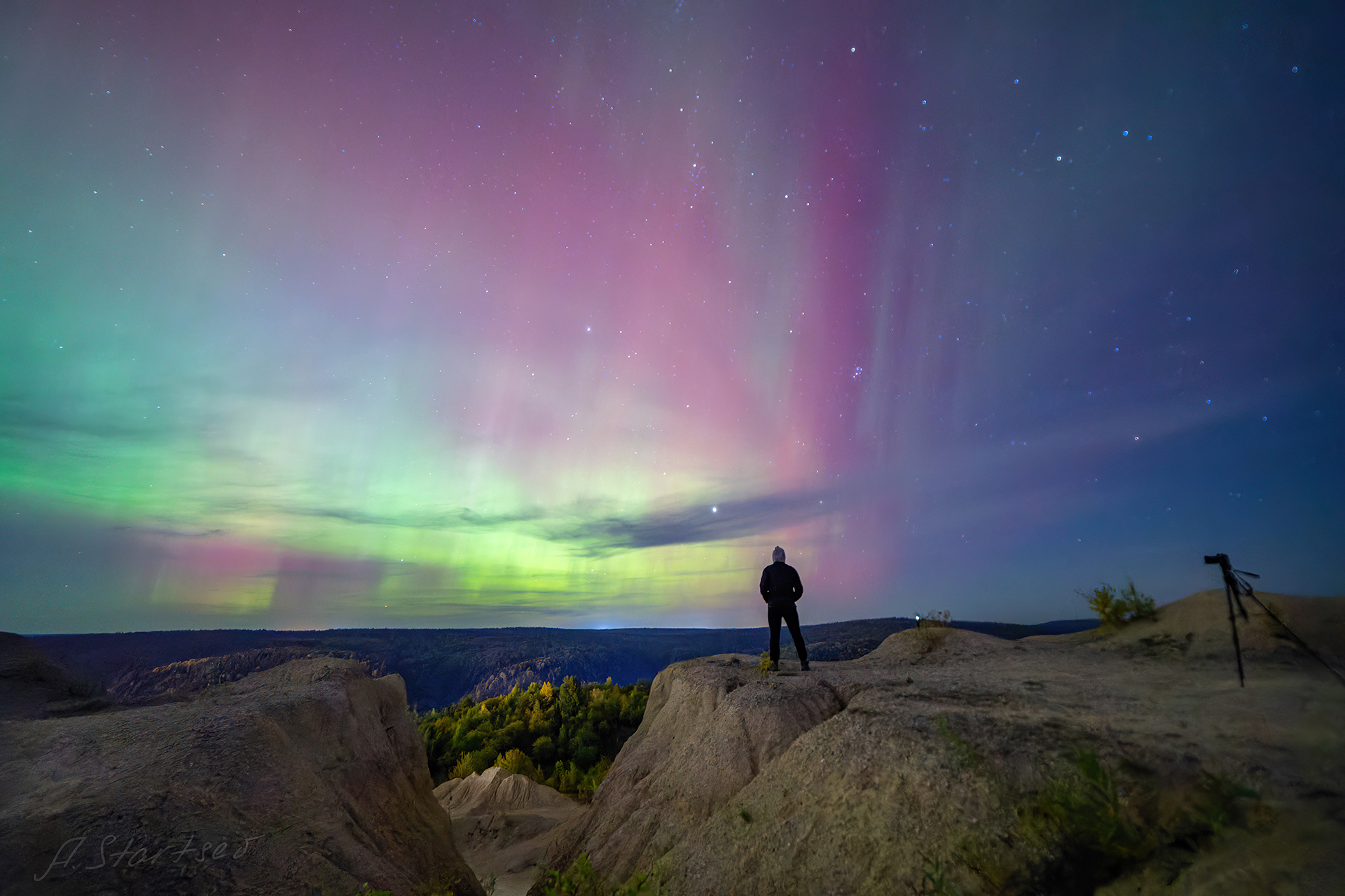 Ещё немного фотографий северного сияния произошедшего в ночь с 12 на 13 сентября, хоть и с опозданием на неделю - Моё, Полярное сияние, Звездное небо, Ночная съемка, Пейзаж, Пермский край, Ночь, Чусовой, Длиннопост