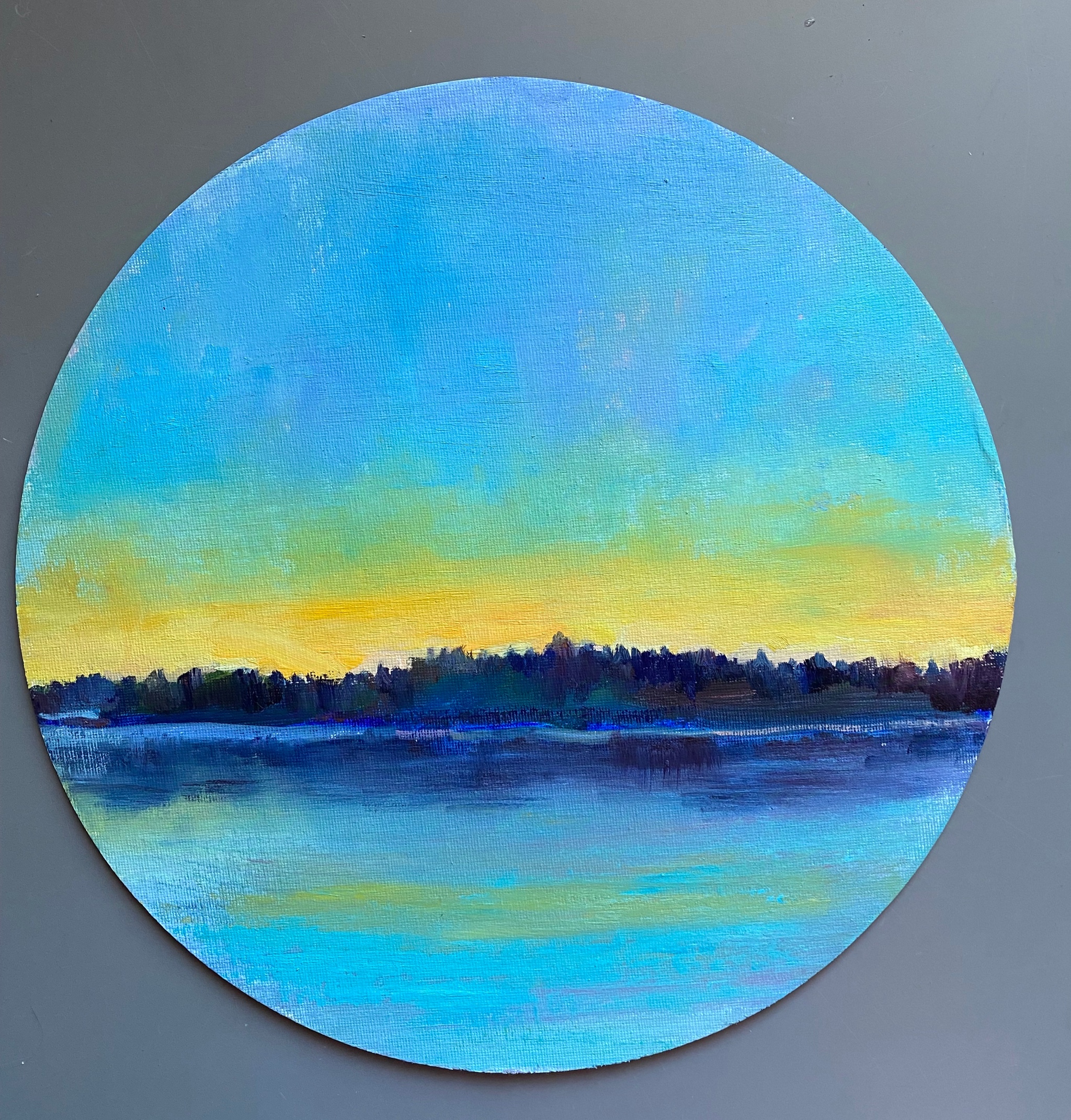 Karelia - My, Карелия, Luboff00, Full moon, Sunset, Oil painting, Longpost