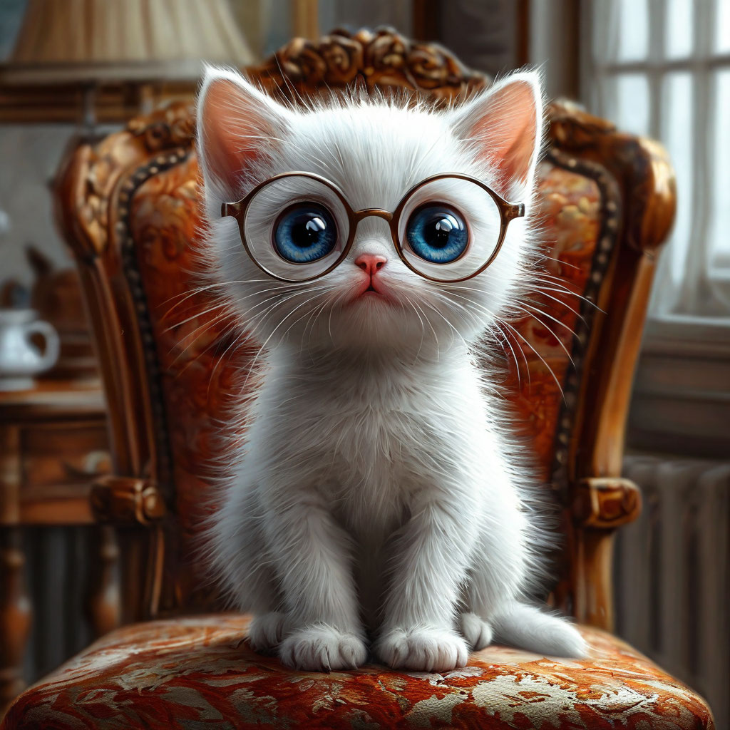 Kitten with glasses - My, Kittens, Milota, Glasses, Neural network art