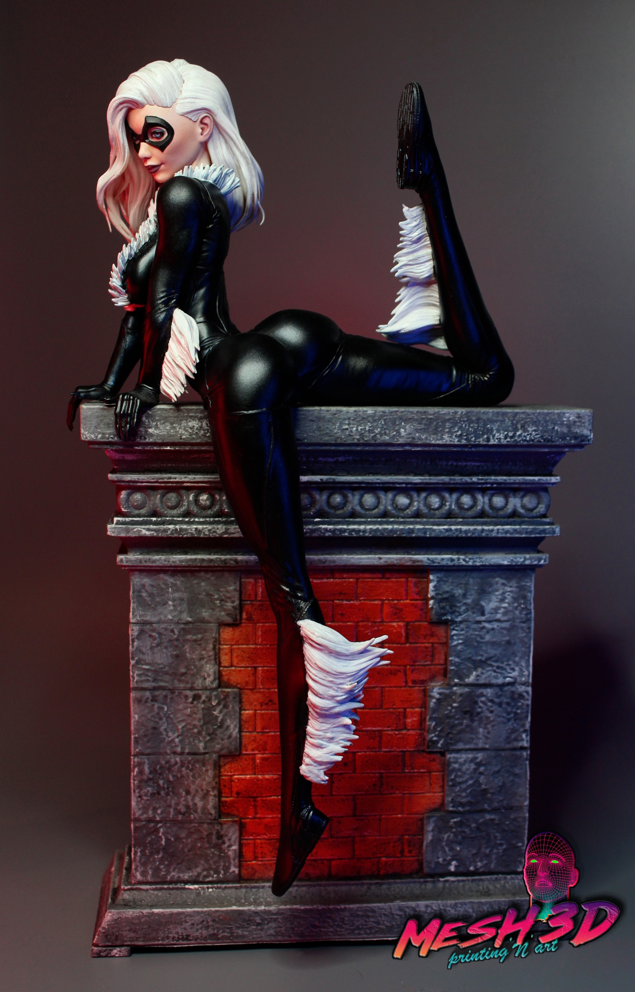 Black Cat and 2B: Spiritual Sisters in the World of Superheroes and Cyberpunk? - My, 3D печать, 3D printer, Painting, Figurines, Collectible figurines, Marvel, Black Cat (Marvel Comics), Yorha unit No 2 type B, NIER Automata, Needlework without process, Comics, Games, Action, beauty, Collecting, 3D modeling, Longpost, Action, Collection, Presents