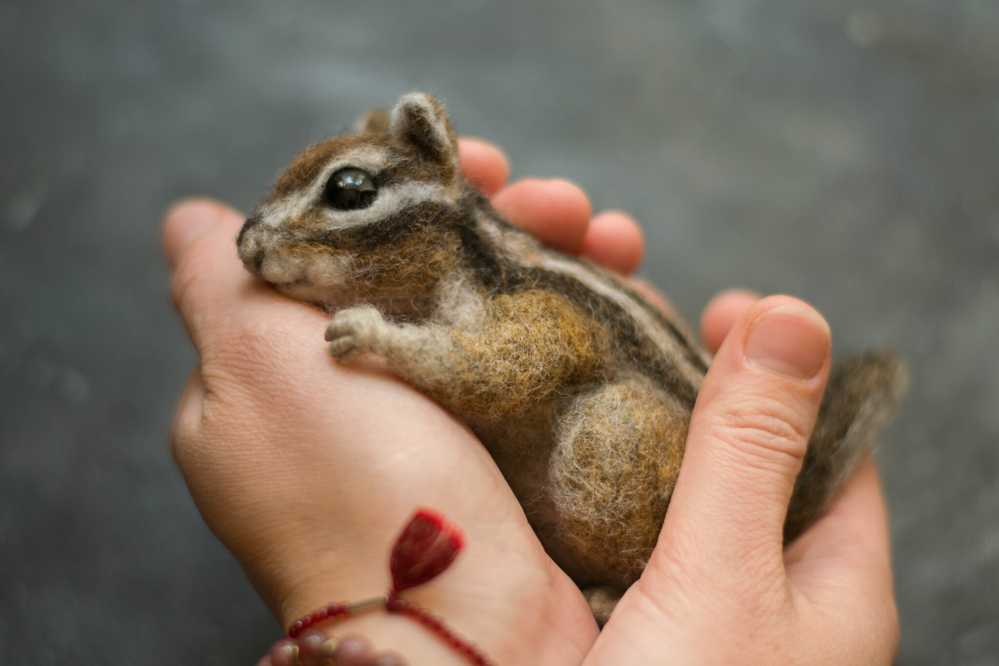 felted chipmunk - My, Dry felting, Needlework without process, Chipmunk, Longpost