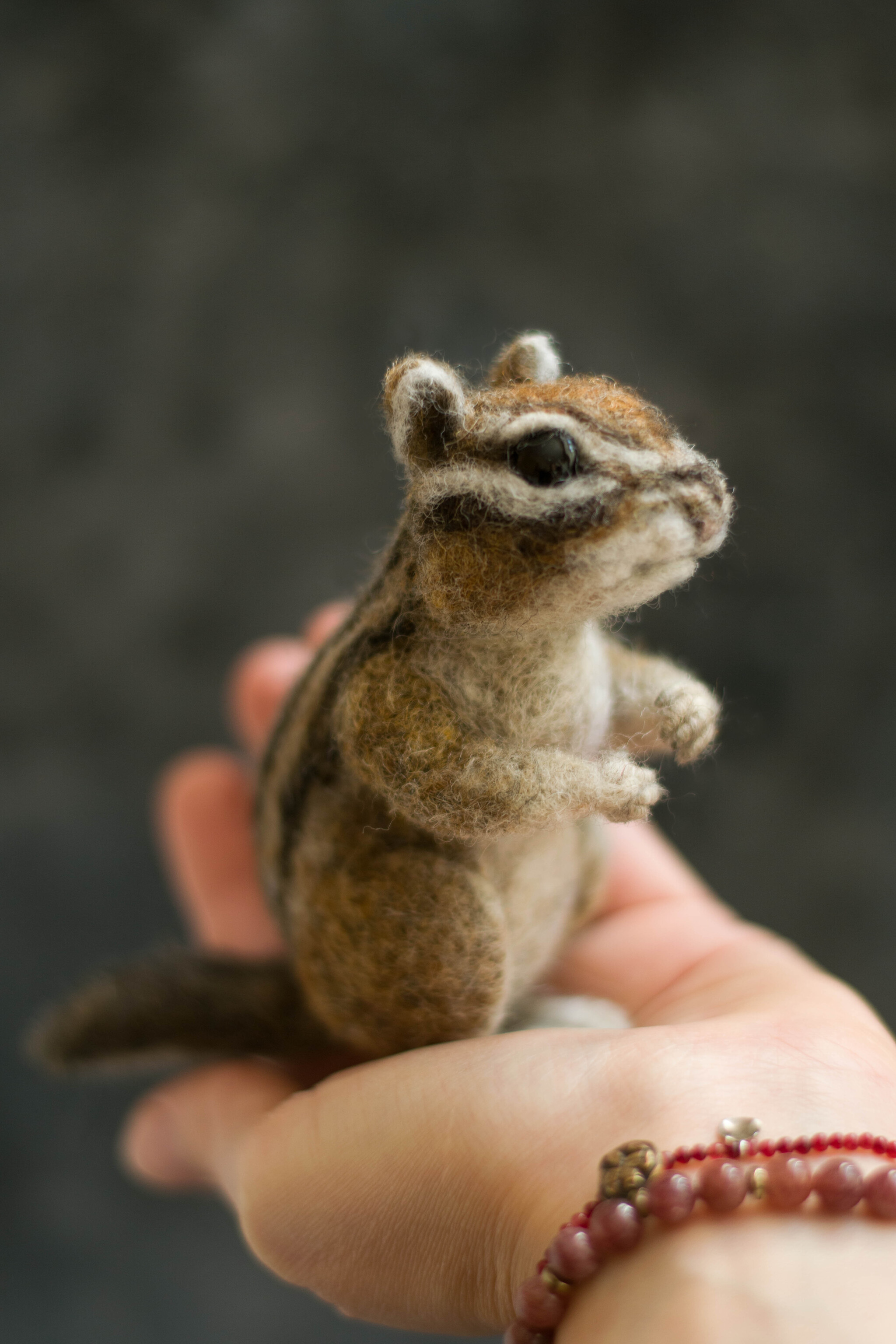 felted chipmunk - My, Dry felting, Needlework without process, Chipmunk, Longpost