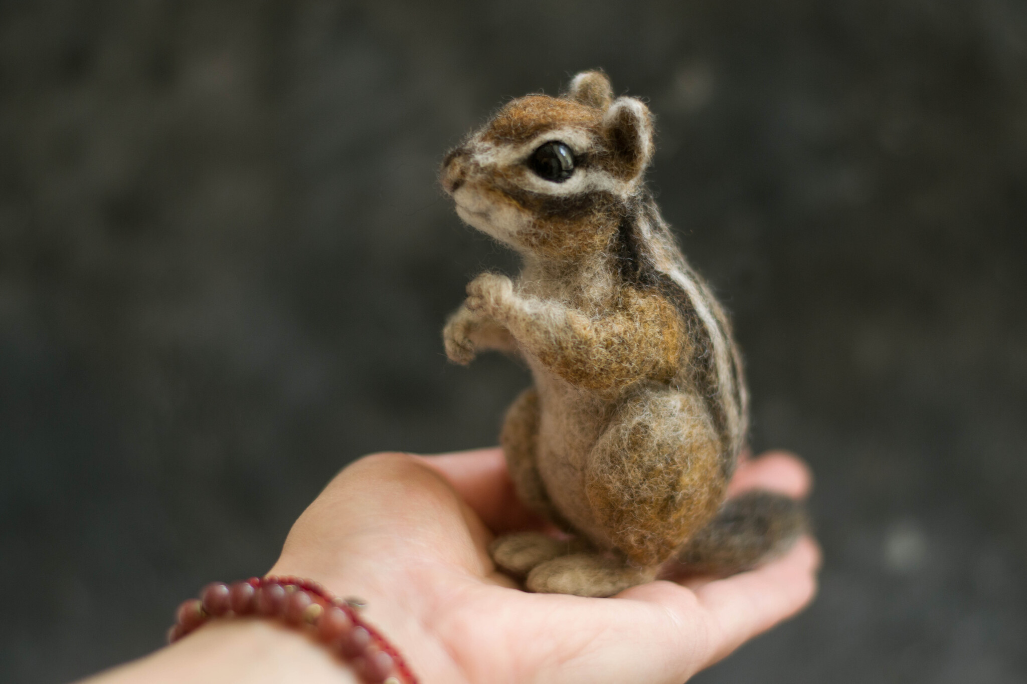 felted chipmunk - My, Dry felting, Needlework without process, Chipmunk, Longpost