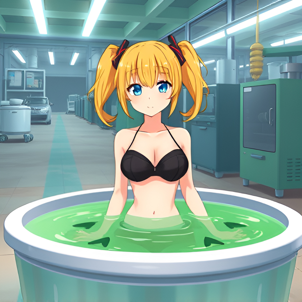 Girls bathe in acid - Girls, Bathing, Bikini, Acid, Swimsuit, Anime, Longpost