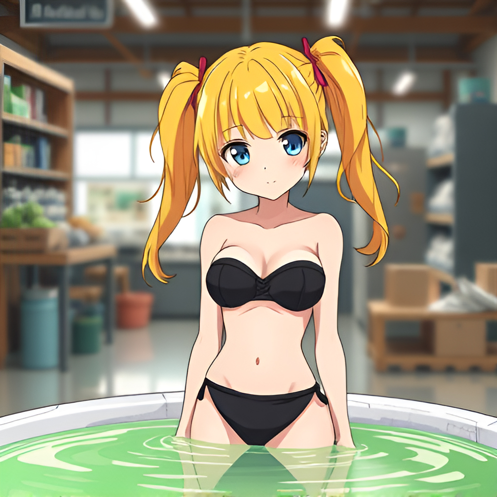 Girls bathe in acid - Girls, Bathing, Bikini, Acid, Swimsuit, Anime, Longpost