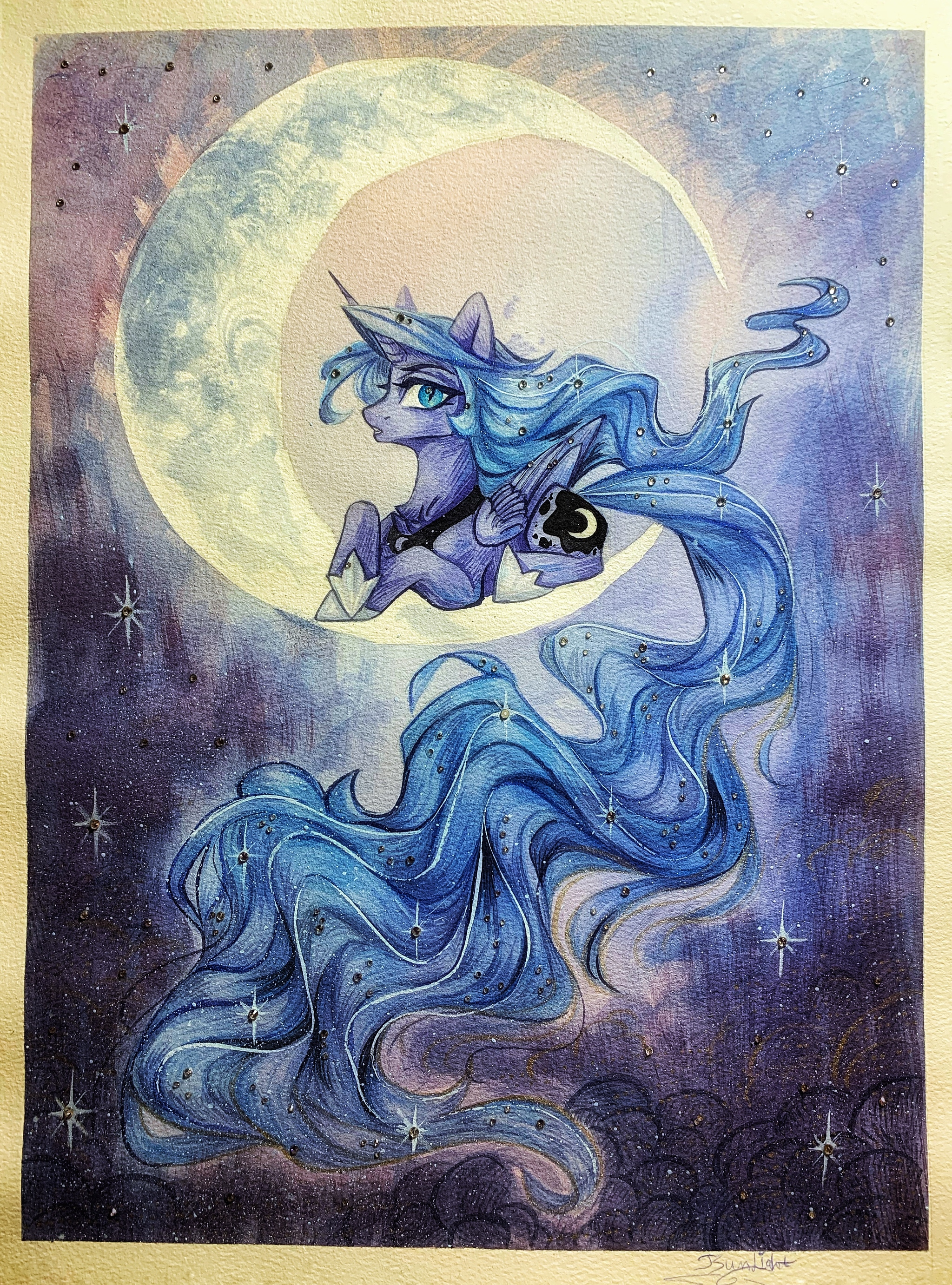 Gorgeous drawing of gorgeous Lunyasha - My little pony, Princess luna, Traditional art