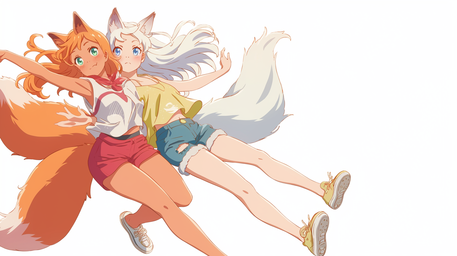 Last post - My, Neural network art, Kitsune, Anime, Animal ears, Anime art, Longpost