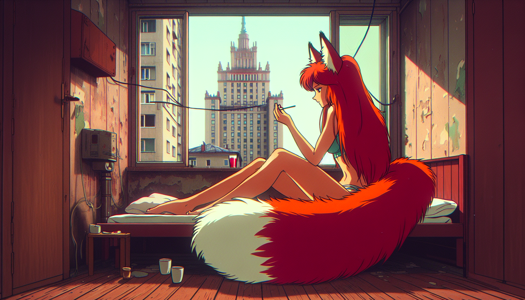 Last post - My, Neural network art, Kitsune, Anime, Animal ears, Anime art, Longpost