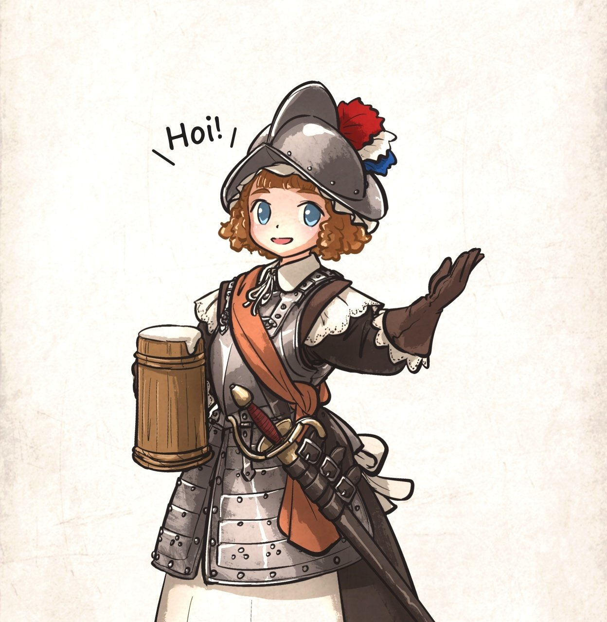 Dutch Pike Maid - Vanishlily, Art, Anime, Anime art, Original character, Housemaid, Armor, Beer