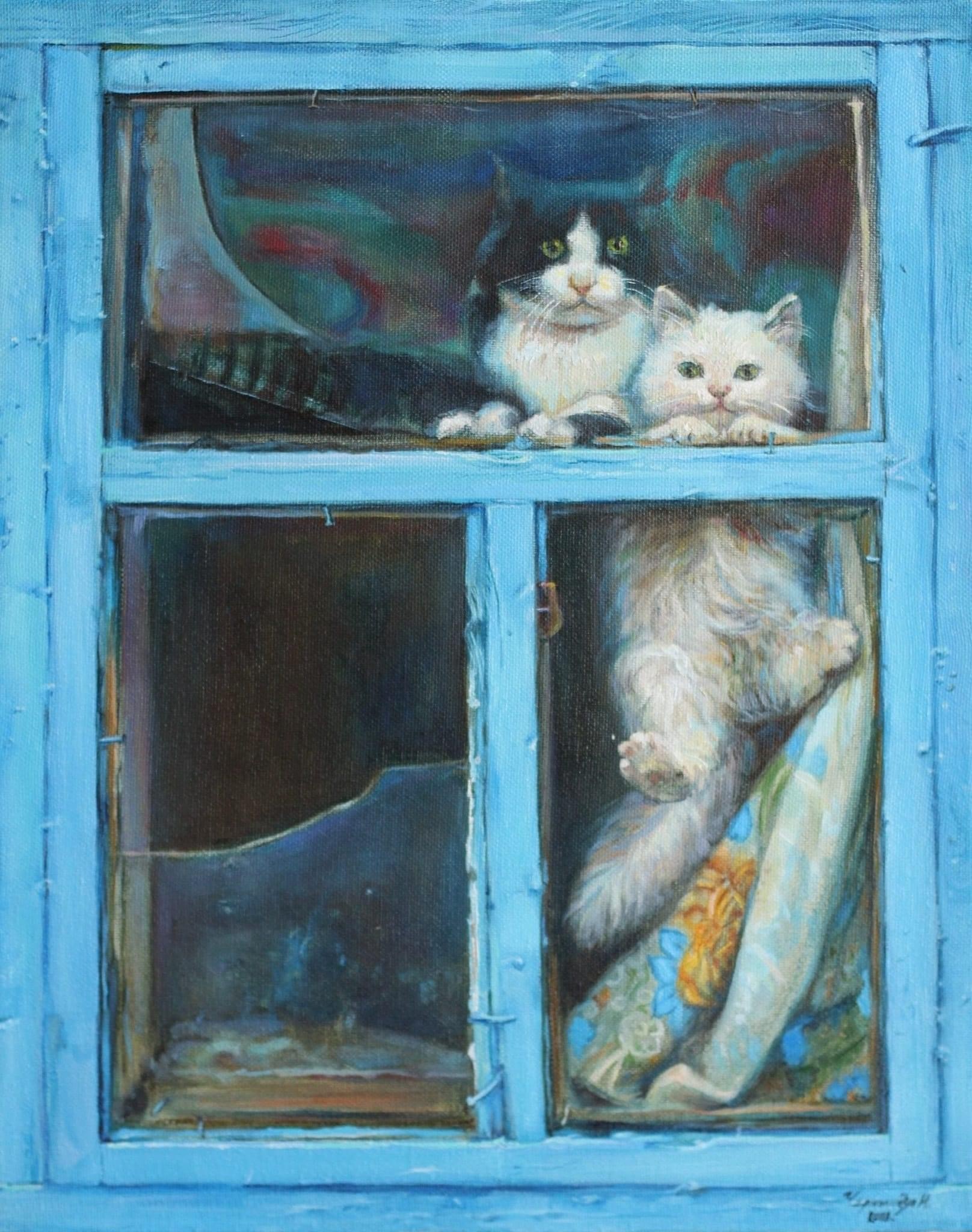 Observers - cat, Window, Painting