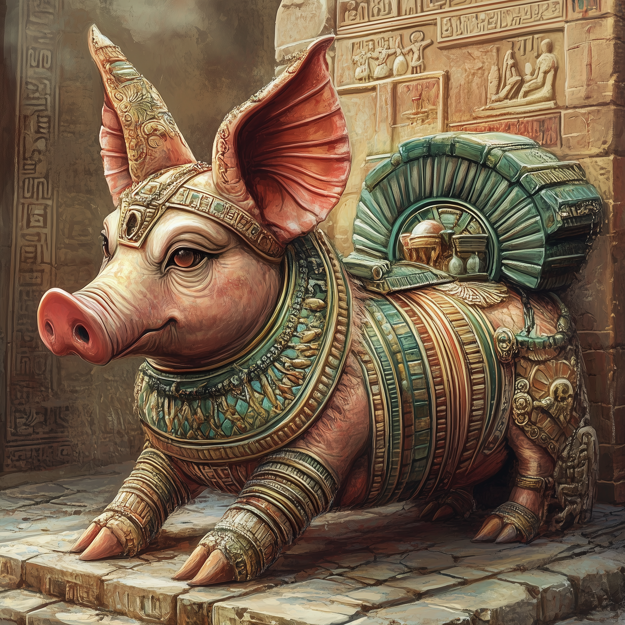 Piggy - My, Humor, Neural network art, Нейронные сети, Wordplay, Pun, Midjourney, Absurd, Sphinx, Egypt, Pig, Strange humor, Images