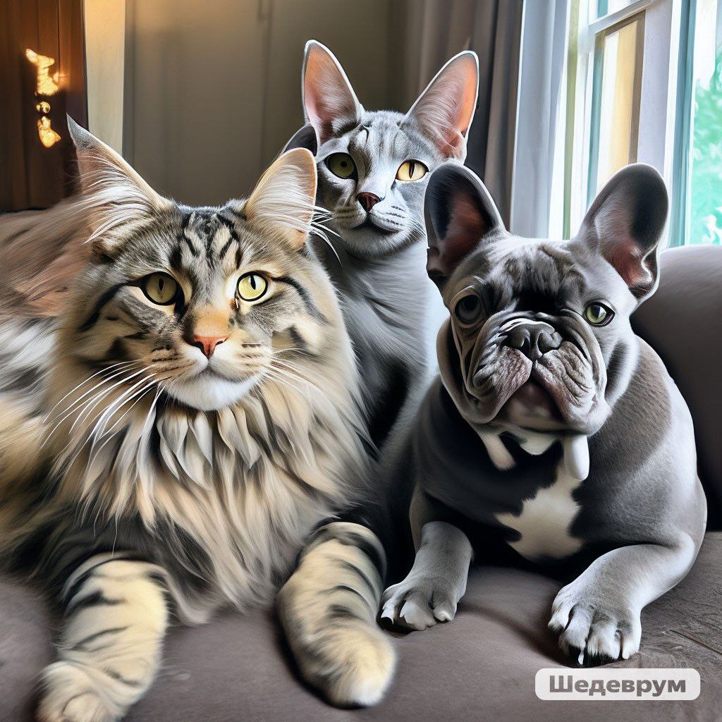 Masterpiece - My, Neural network art, Нейронные сети, Longpost, cat, Dog, Cats and dogs together