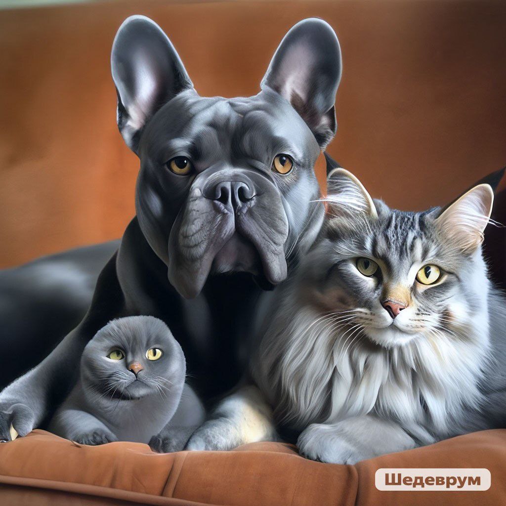 Masterpiece - My, Neural network art, Нейронные сети, Longpost, cat, Dog, Cats and dogs together