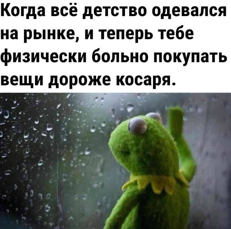 Больно покупать дорогие вещи - Юмор, Картинка с текстом, Мемы, Одежда, Детство, Лягушонок Кермит