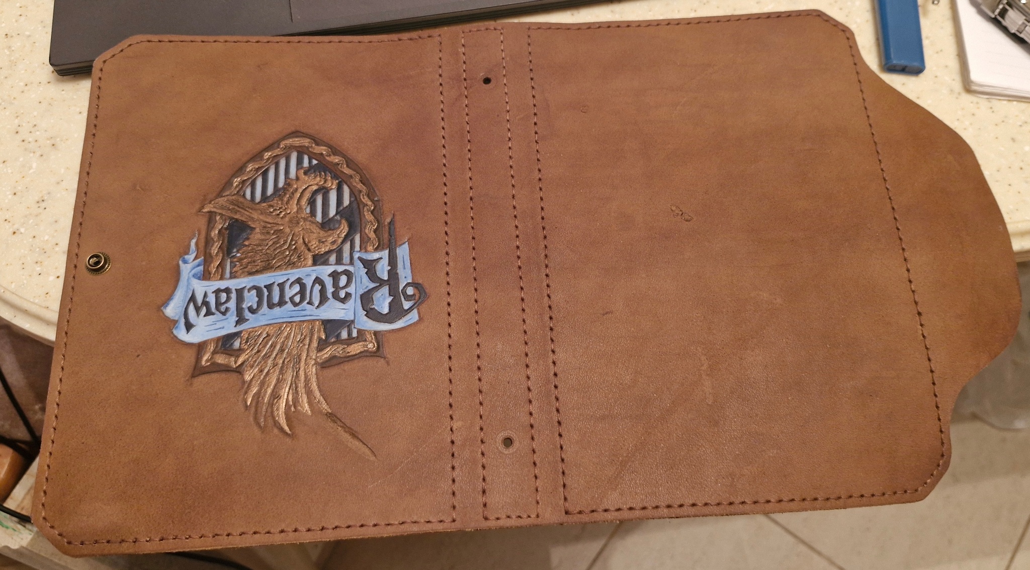 Ravenclaw - Leather products, Notebook, Embossing on leather, Claw, Mat, Longpost