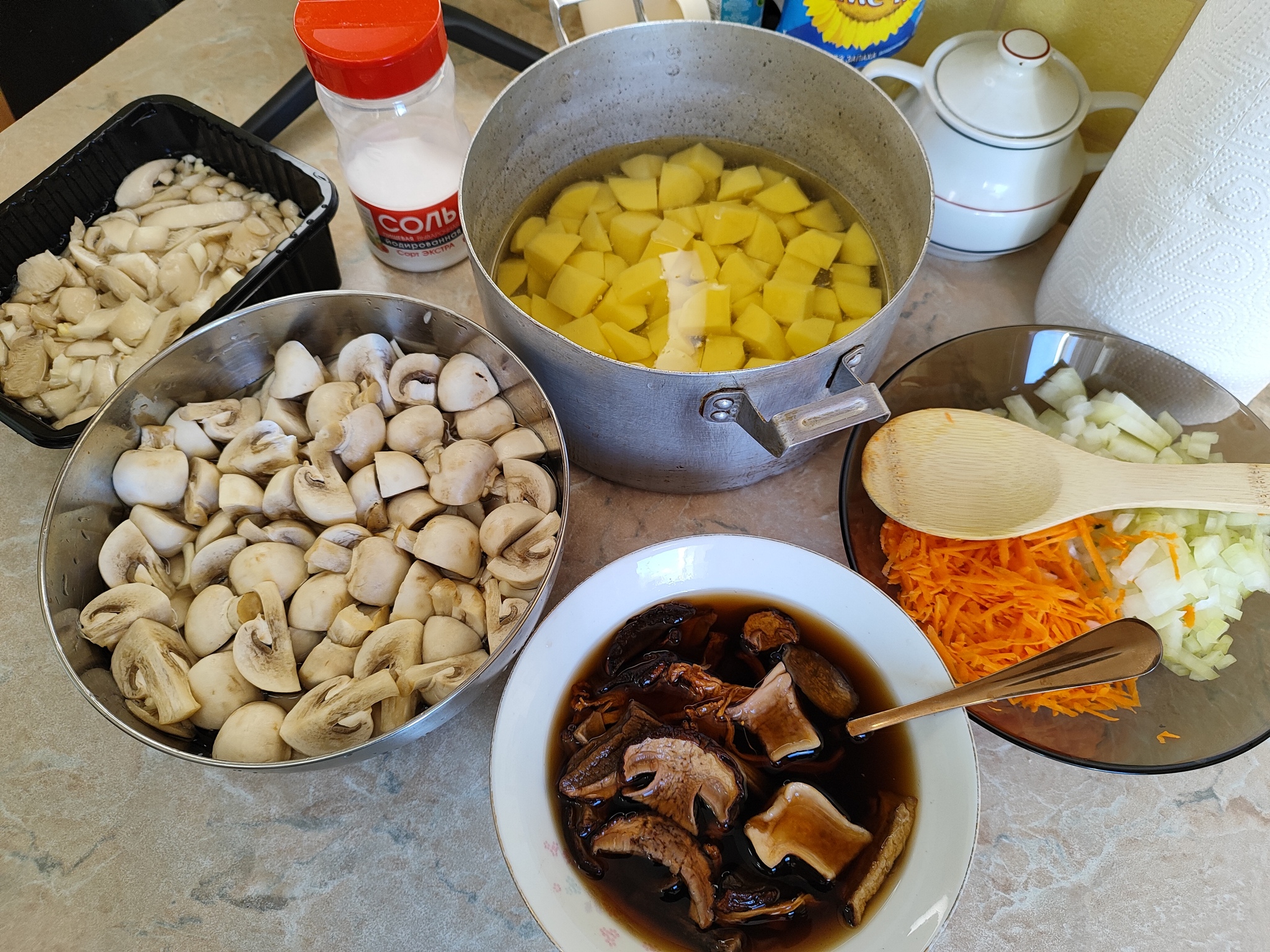 I made mushroom soup - My, Food, Recipe, Mushrooms, Video, Youtube