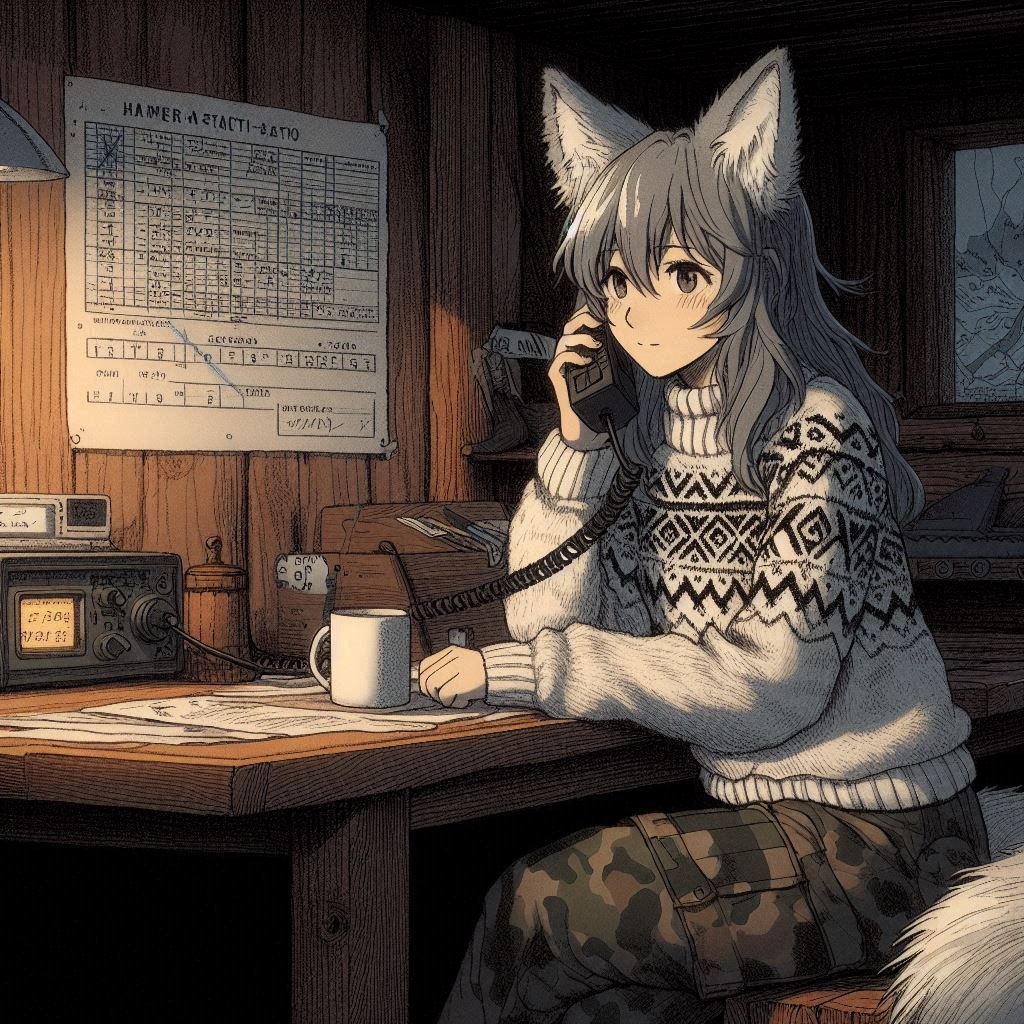 Hurricane (e01) - My, Neural network art, Art, Anime art, Нейронные сети, Girls, Anime, Original character, Kitsune, Animal ears, Tail, Wolf, Hurricane, Ginger & White, Longpost