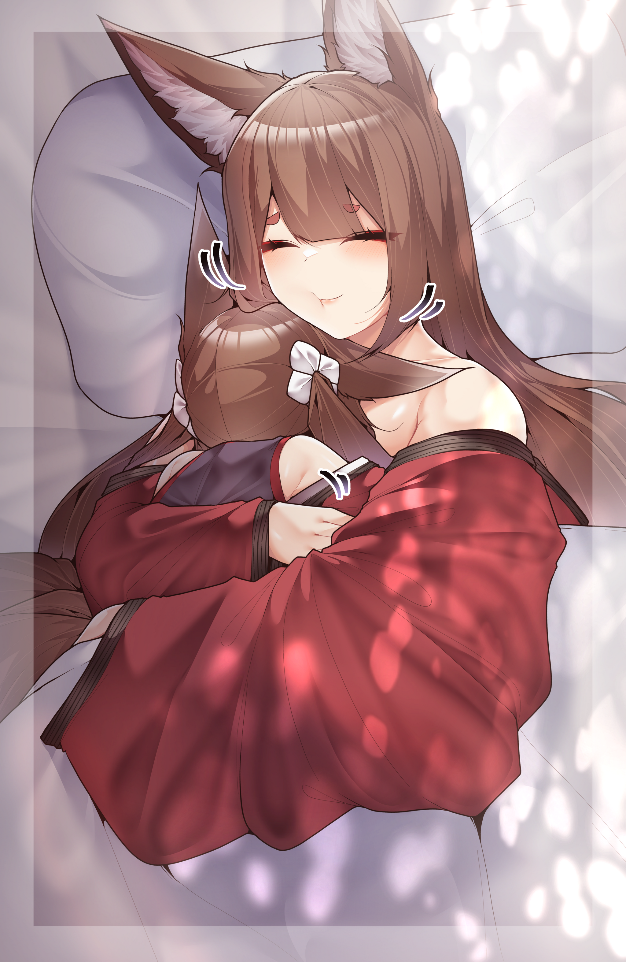 Mother - Samip, Art, Anime, Anime art, Azur lane, Animal ears, Tail, Kitsune, Amagi, Longpost