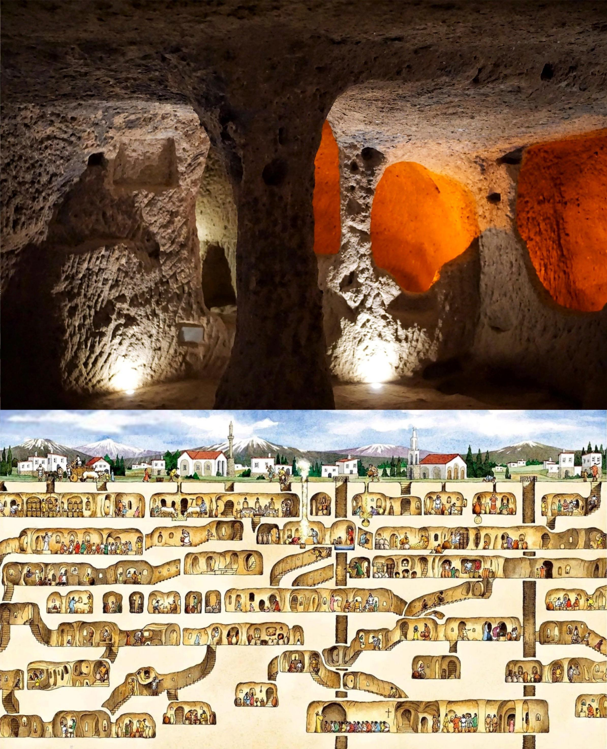 Abandoned Underground City of Derinkuyu in Central Turkey - Illustrations, Informative, Turkey, Caves, Lodging, House, Affordable Housing, The property