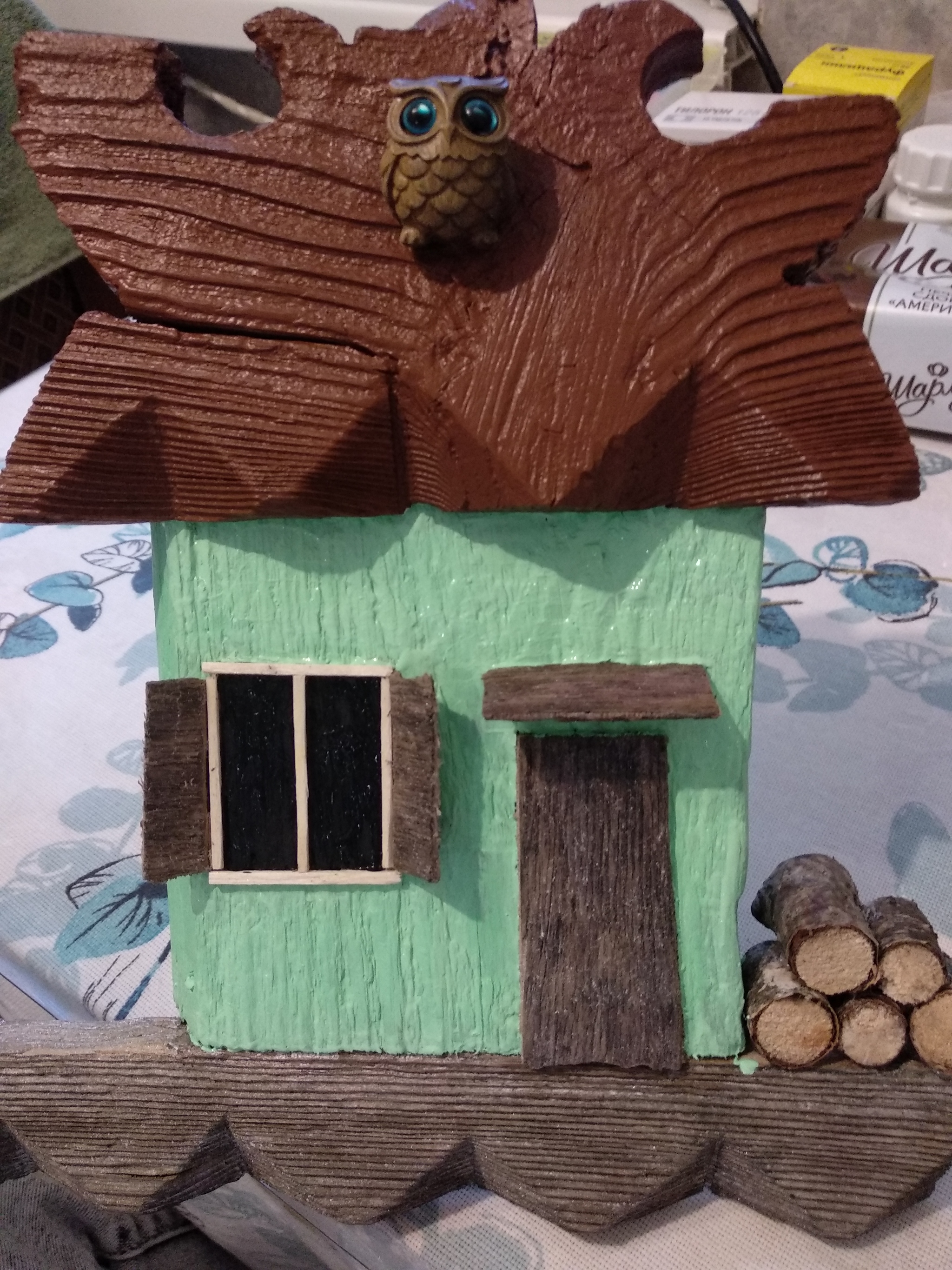 House - Key Holder (Part 5) - My, Creation, Woodworking, Wood products, Crafts, Decor, crazy hands, Paints, Acrylic, Longpost, Needlework with process