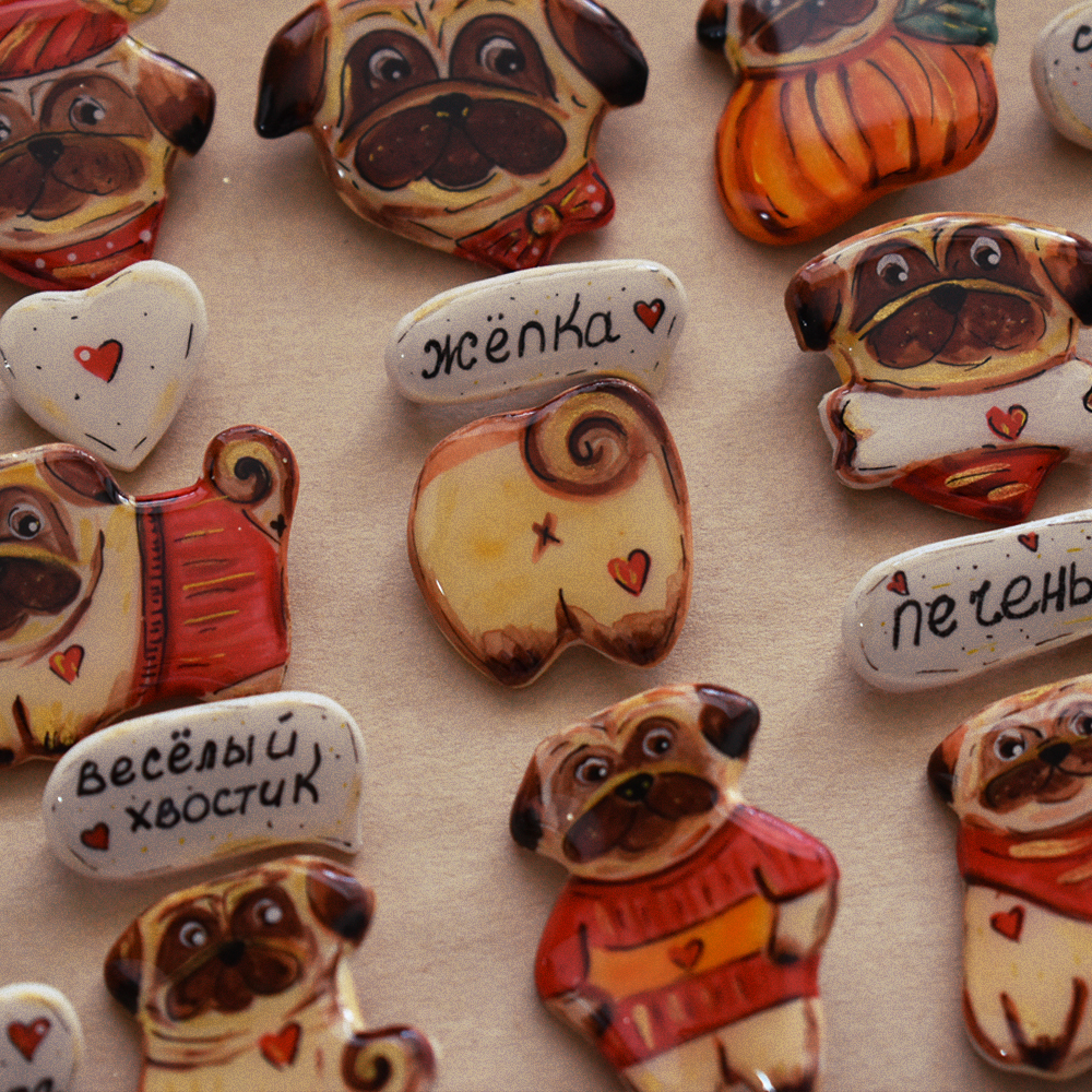 Pug - Creation, Brooch, Decoration, Presents, VKontakte (link), Longpost