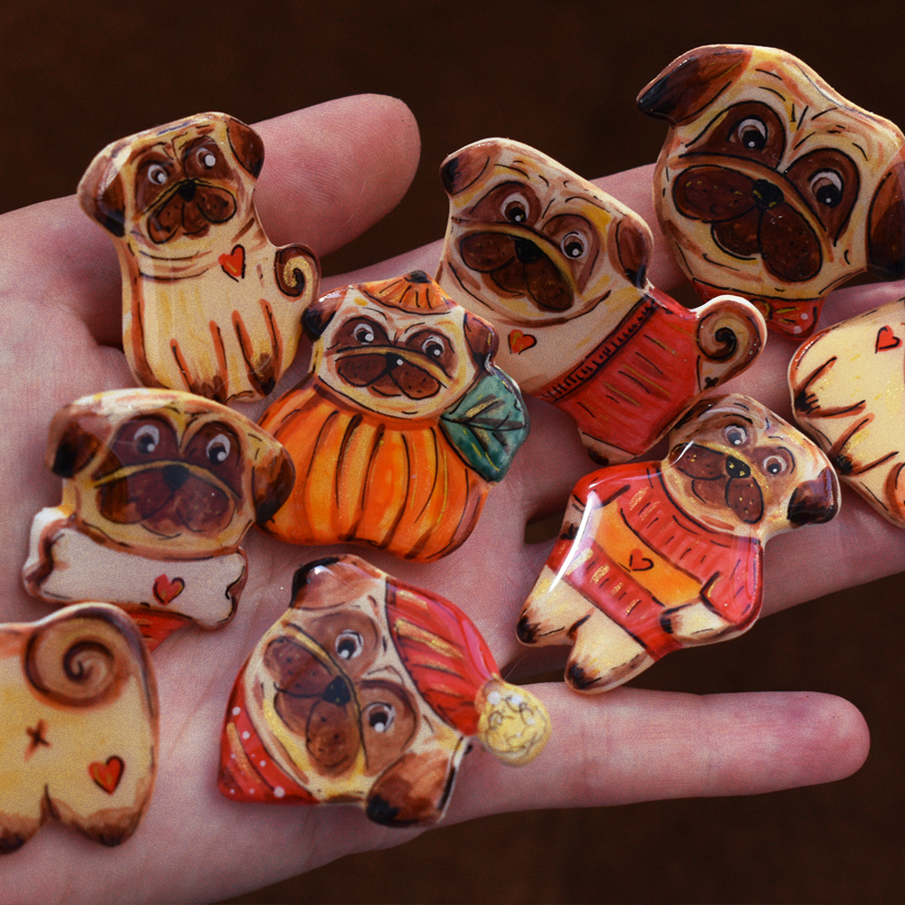 Pug - Creation, Brooch, Decoration, Presents, VKontakte (link), Longpost