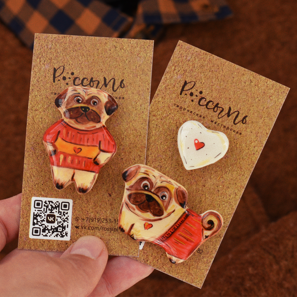 Pug - Creation, Brooch, Decoration, Presents, VKontakte (link), Longpost