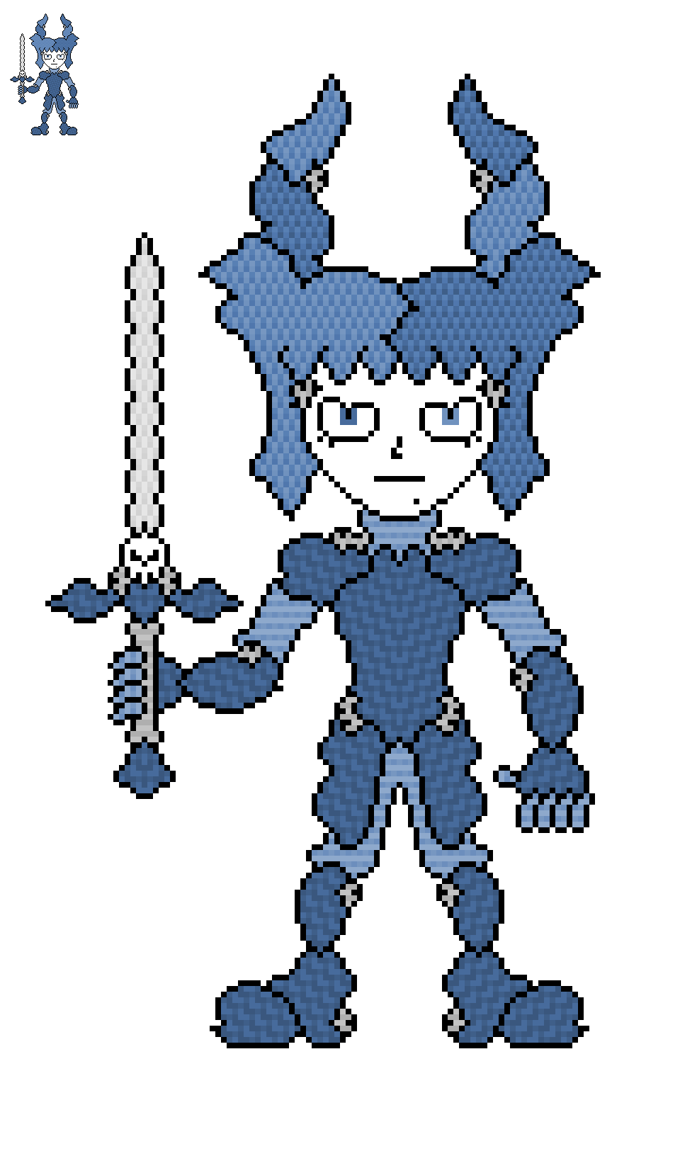 Knight Igor v01 - Моё, Pixel Art, Арт, Original Character, Мужчины, Близнецы, Брат, Кукла, Марионетки, Демон, Рыцари