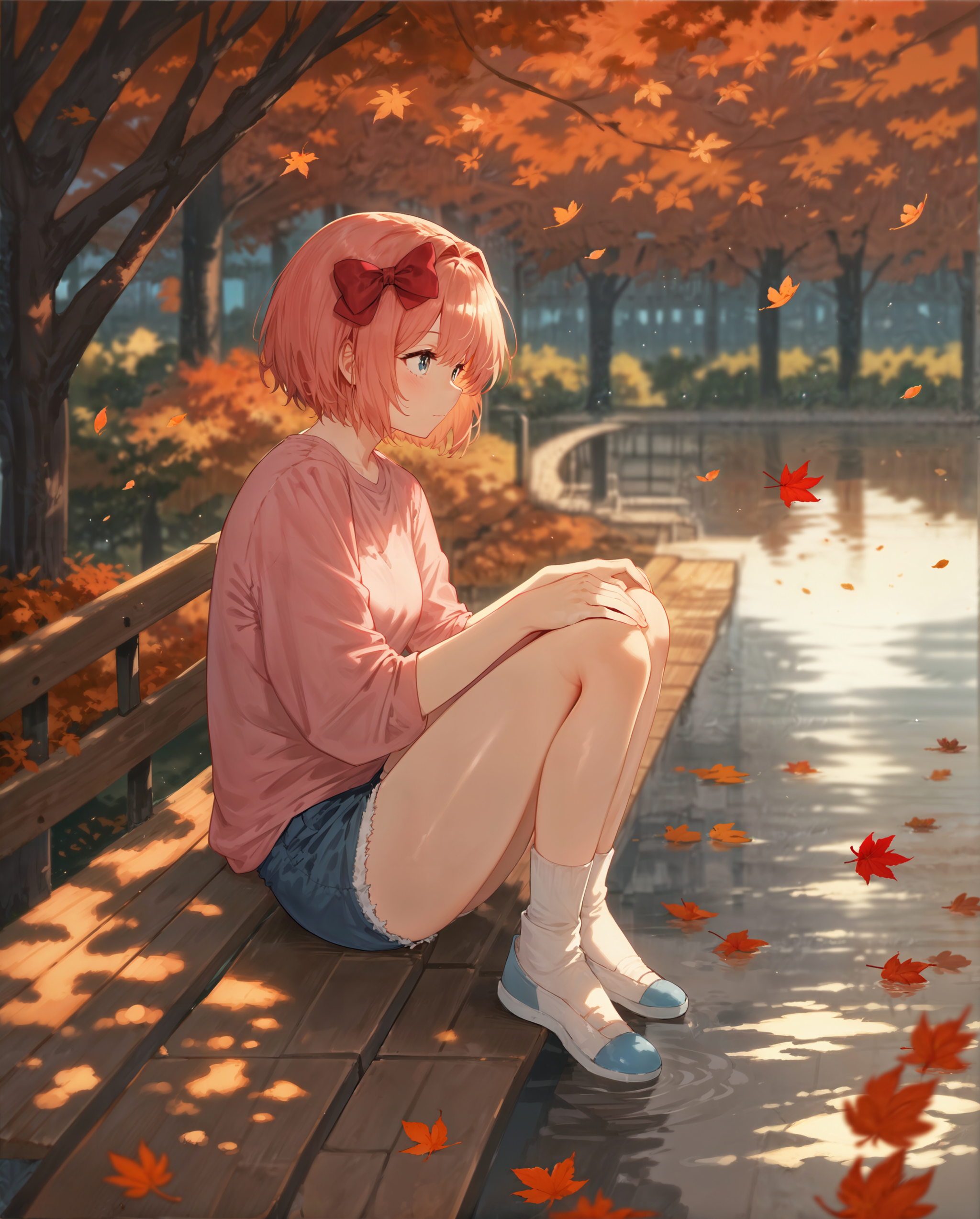 Autumn - Anime art, Anime, Games, Doki Doki Literature Club, Sayori, Natsuki, Yuri DDLC, Visual novel, Neural network art, Longpost