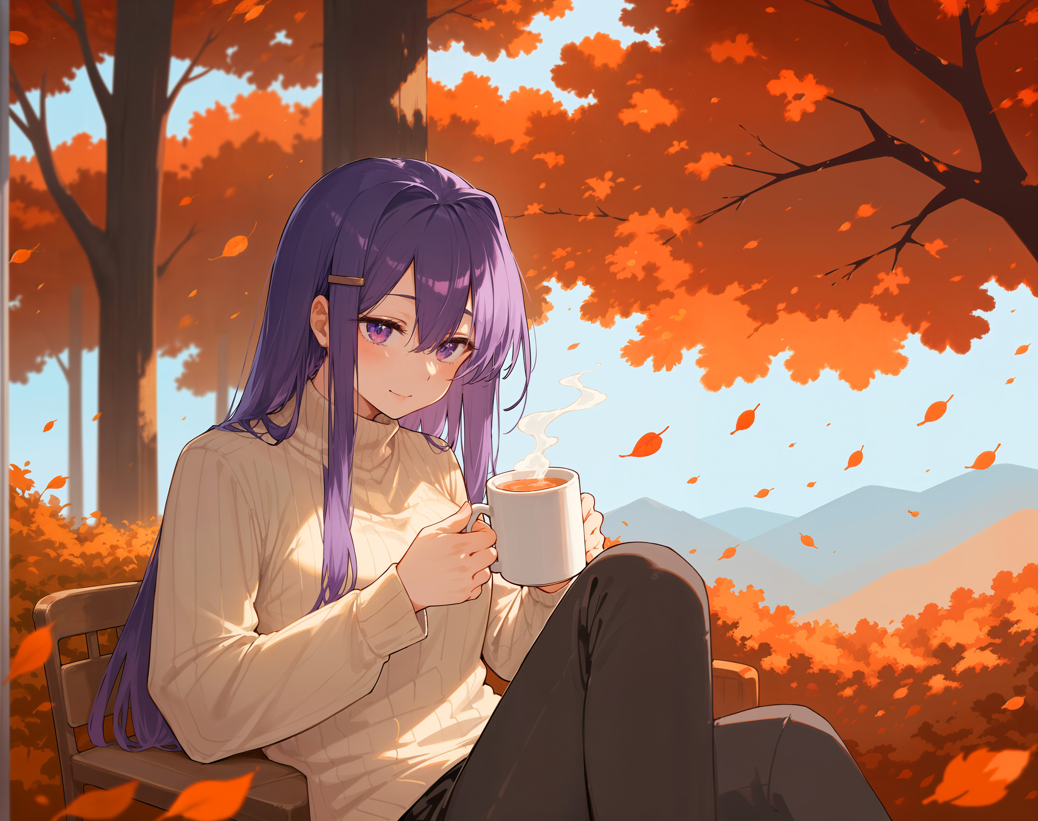 Autumn - Anime art, Anime, Games, Doki Doki Literature Club, Sayori, Natsuki, Yuri DDLC, Visual novel, Neural network art, Longpost