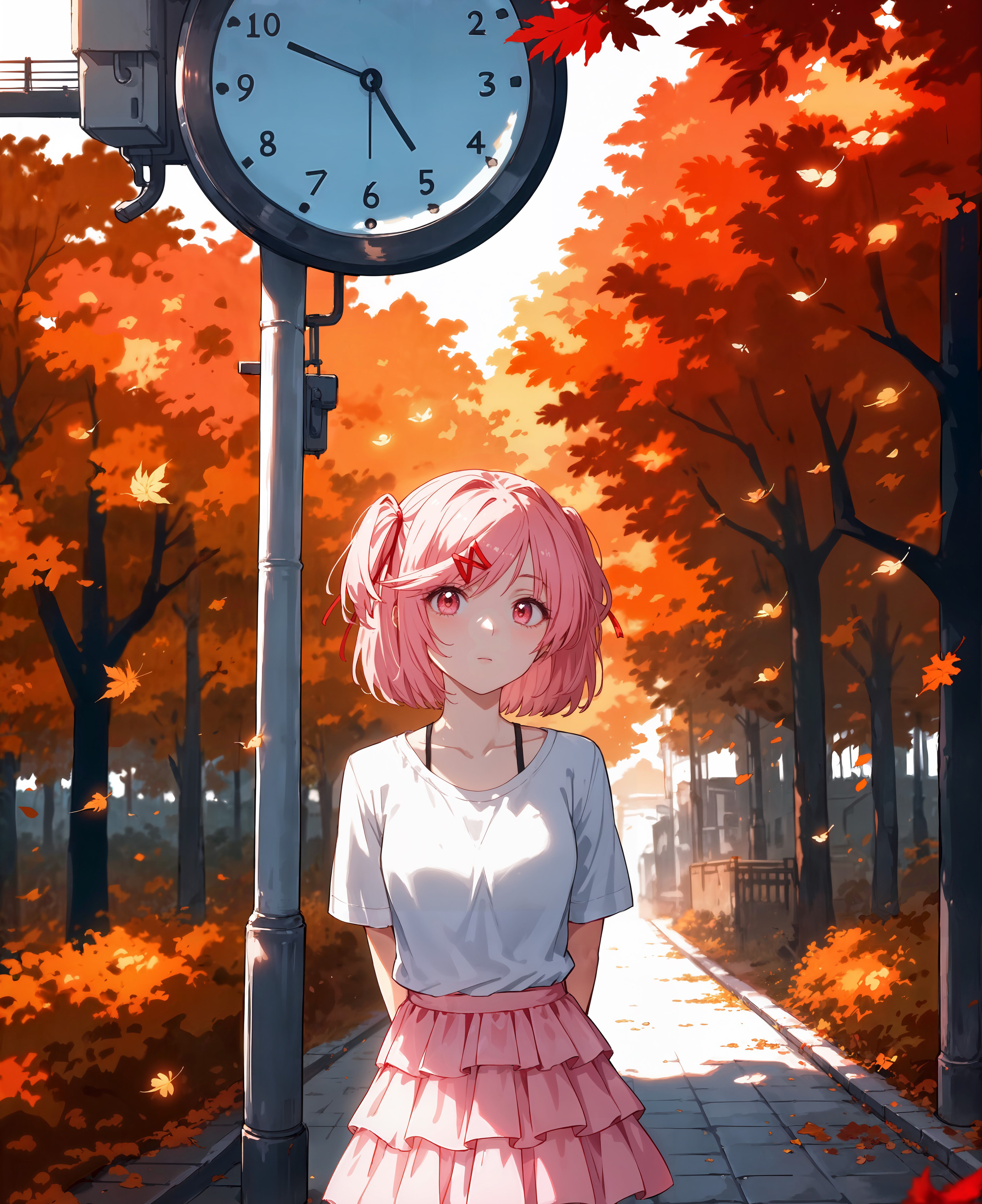 Autumn - Anime art, Anime, Games, Doki Doki Literature Club, Sayori, Natsuki, Yuri DDLC, Visual novel, Neural network art, Longpost