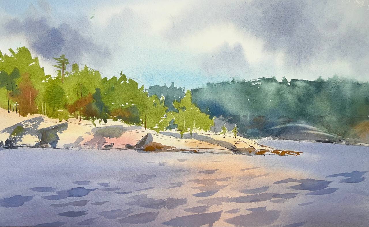 Watercolor. Plein air in Karelia - My, Painting, Graphics, Watercolor, Landscape, Art