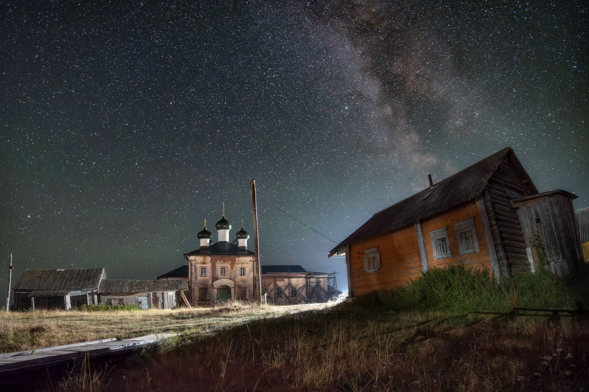 Milky Way over Pogost - My, Landscape, Travel across Russia, The photo, Village, Church, Kenozero National Park, Temple, Milky Way, Night, Arkhangelsk region