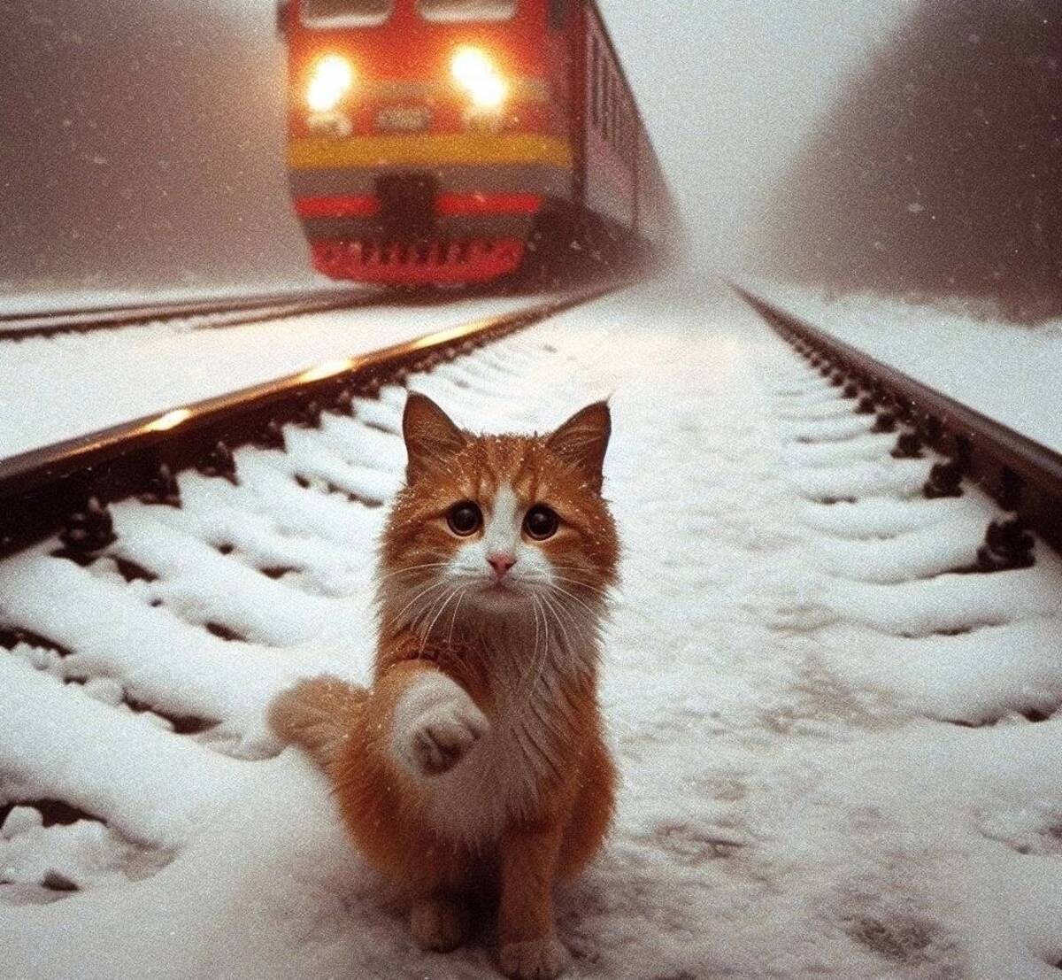 I felt a little sad and cold in my soul when I looked at the picture... - Russia, cat, Cold, Sadness, Bad weather, Twix the cat