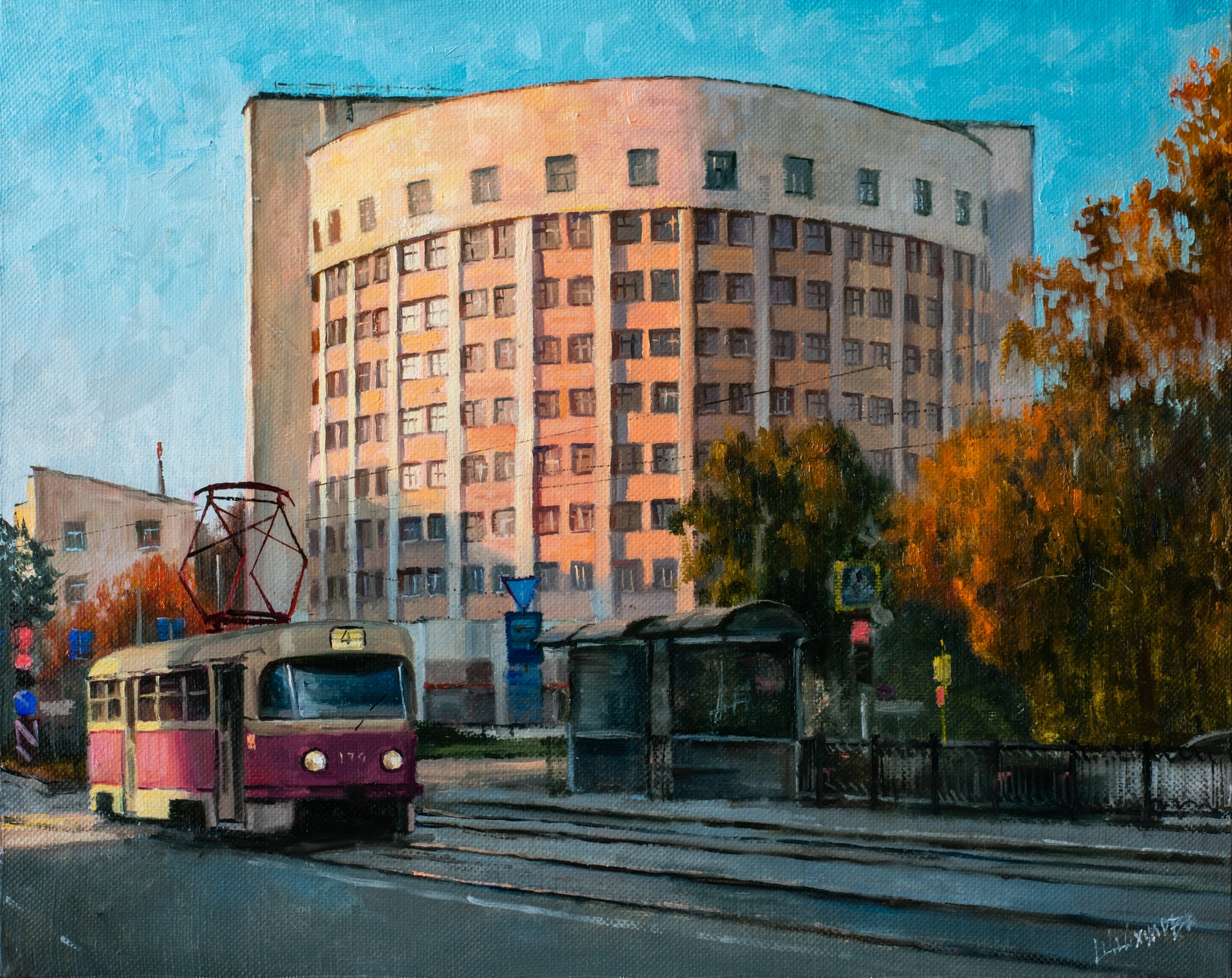 Czech trams in my painting - My, Landscape, Creation, Drawing, Painting, Art, Tram, Transport, Yekaterinburg