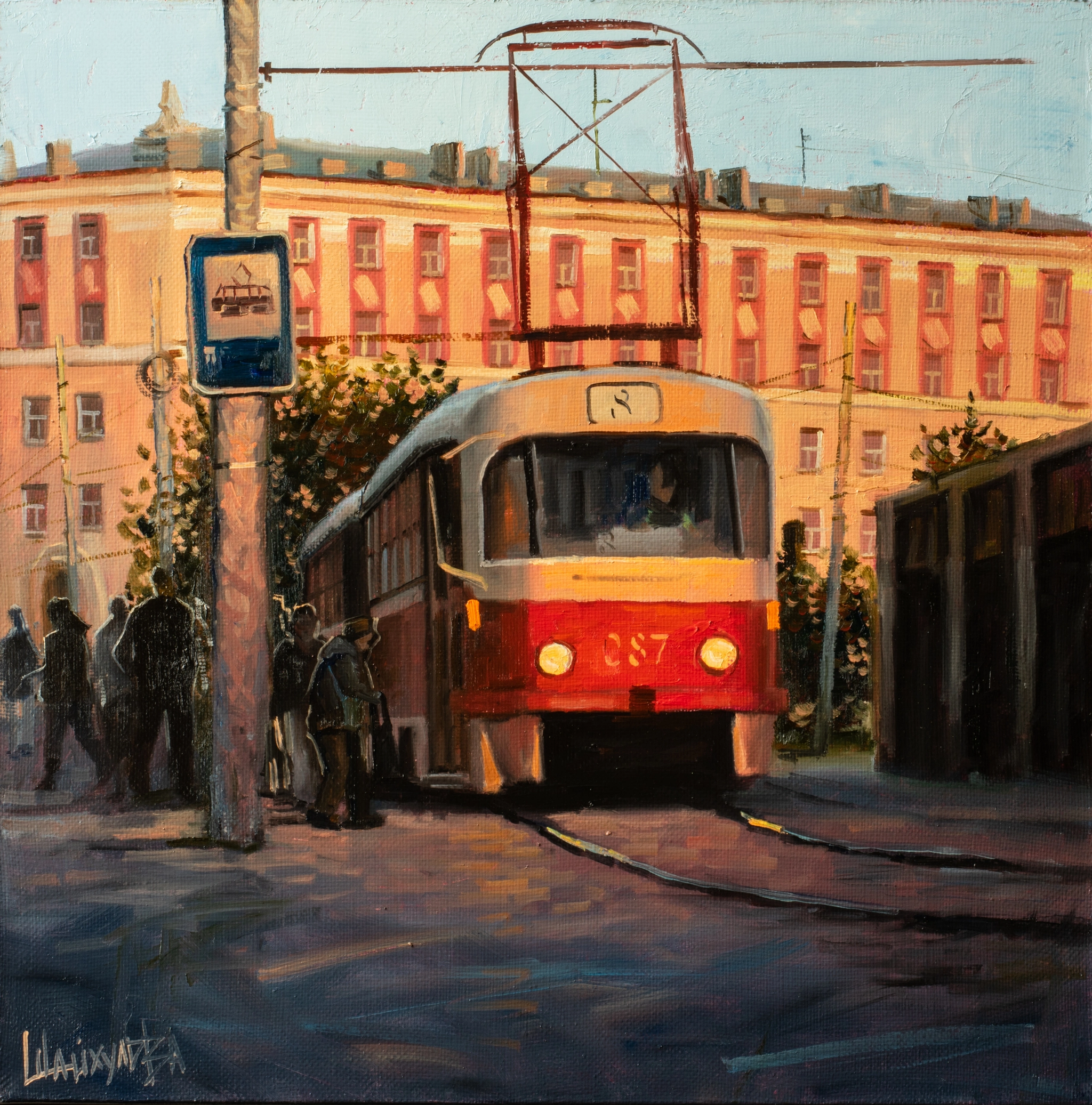 Czech trams in my painting - My, Landscape, Creation, Drawing, Painting, Art, Tram, Transport, Yekaterinburg