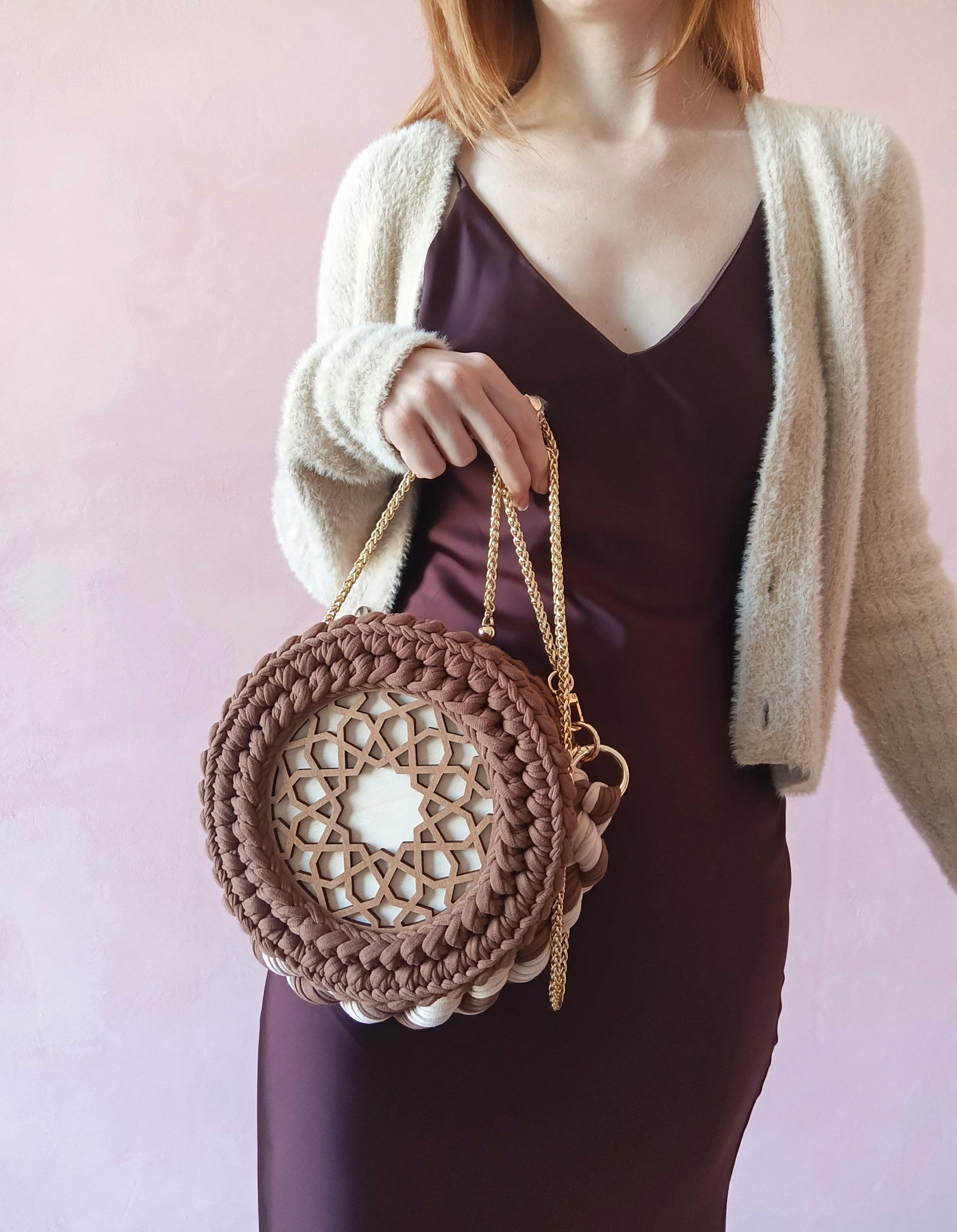 Round knitted bag - My, Needlework without process, Needlework, Сумка, Lady's bag, Crochet, Knitting, With your own hands, Handmade, Video, Vertical video, Longpost