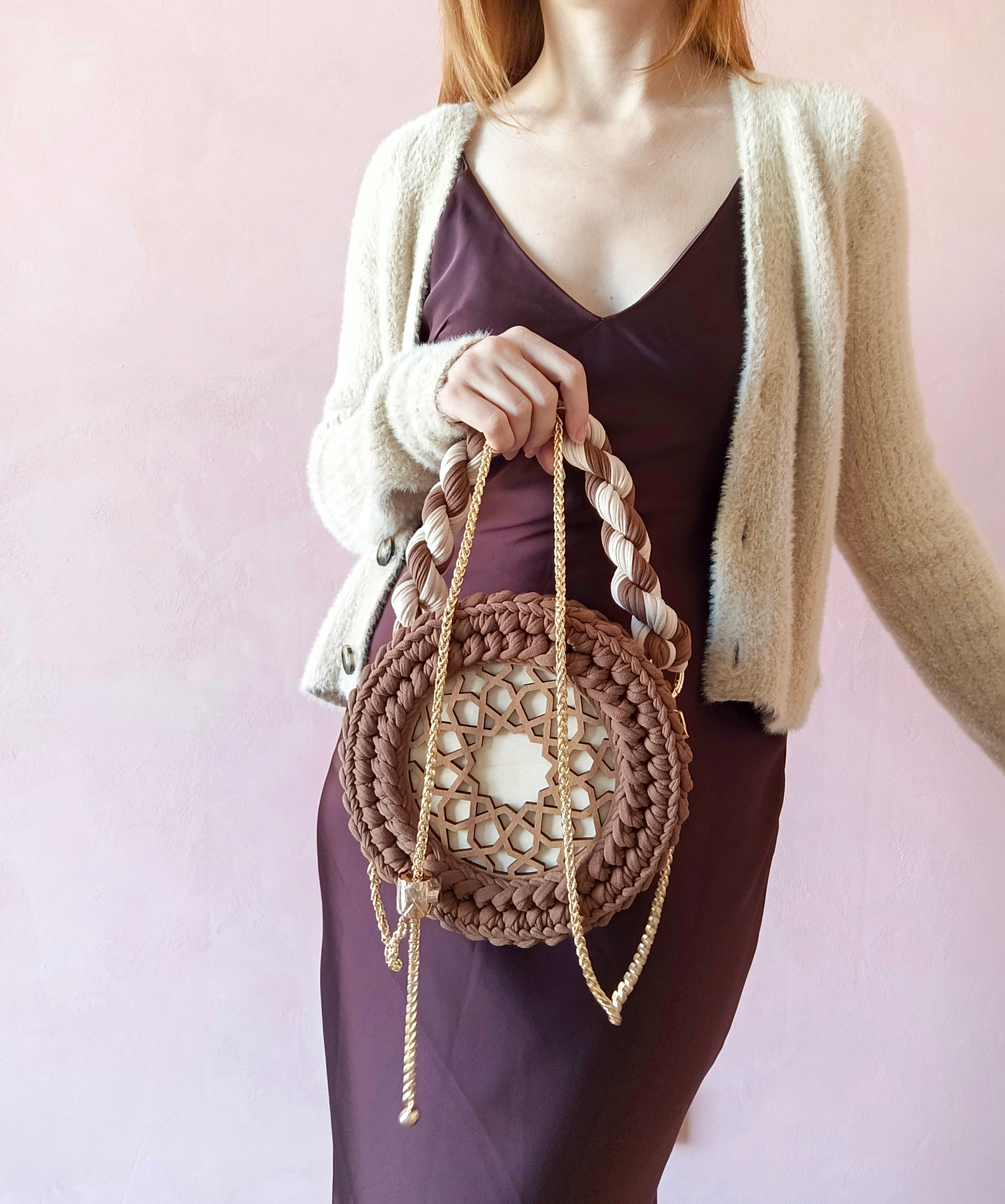 Round knitted bag - My, Needlework without process, Needlework, Сумка, Lady's bag, Crochet, Knitting, With your own hands, Handmade, Video, Vertical video, Longpost