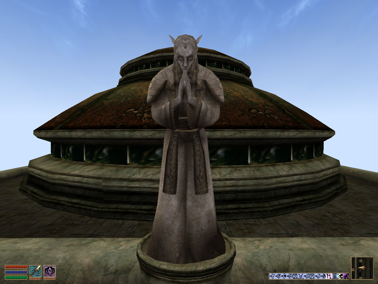 Statue of Saint Delyn the Wise - My, Bethesda, The elder scrolls, The Elder Scrolls III: Morrowind, RPG, Tamriel, Vvardenfell, Vivek, Sculpture, Nostalgia, Screenshot, Longpost