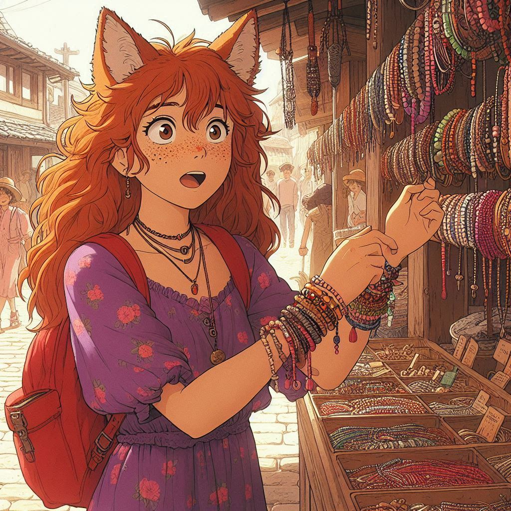 Temptations you can't resist - My, Neural network art, Art, Anime art, Нейронные сети, Girls, Anime, Original character, Kitsune, Animal ears, Tail, Redheads, Freckles, Ginger & White, Longpost