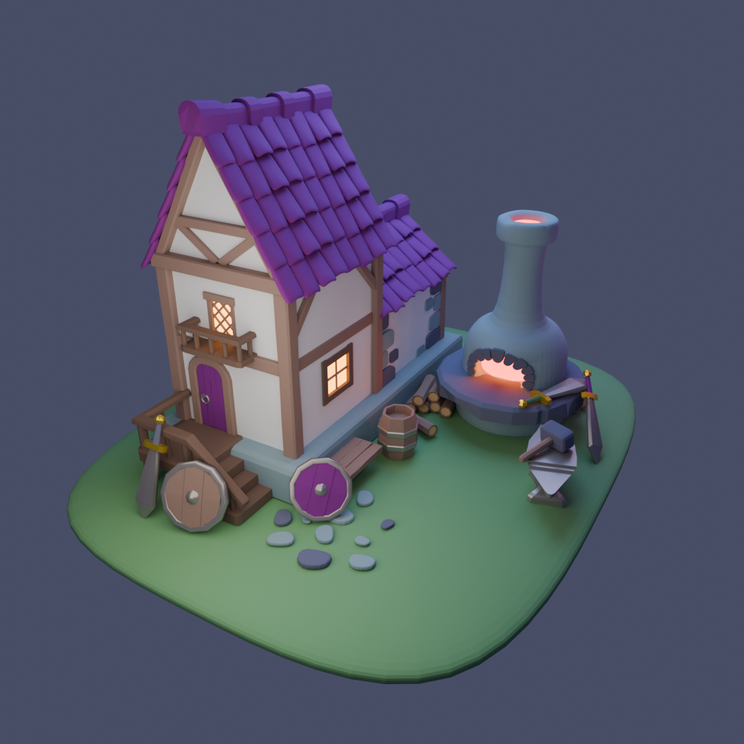 Forge - My, Creation, 3D, Blender, 3D modeling, Low poly, Longpost