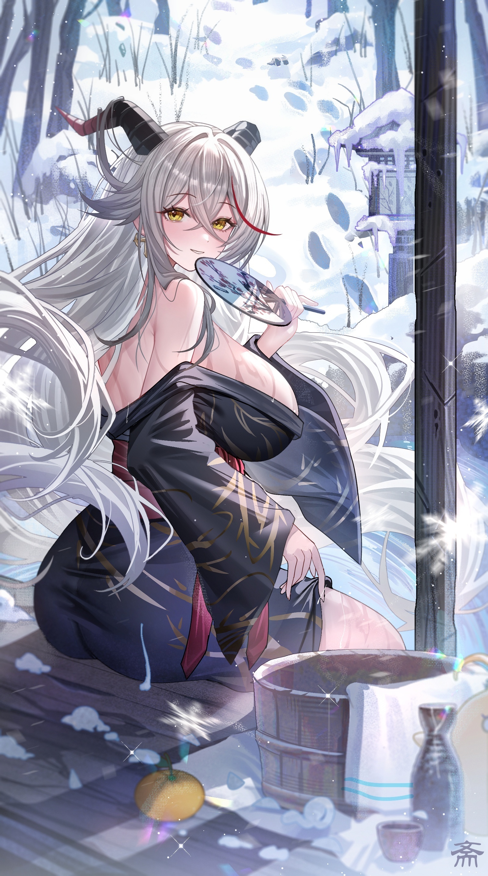 Aegir - Anime Art, Аниме, Azur Lane, Aegir, Девушка с рогами