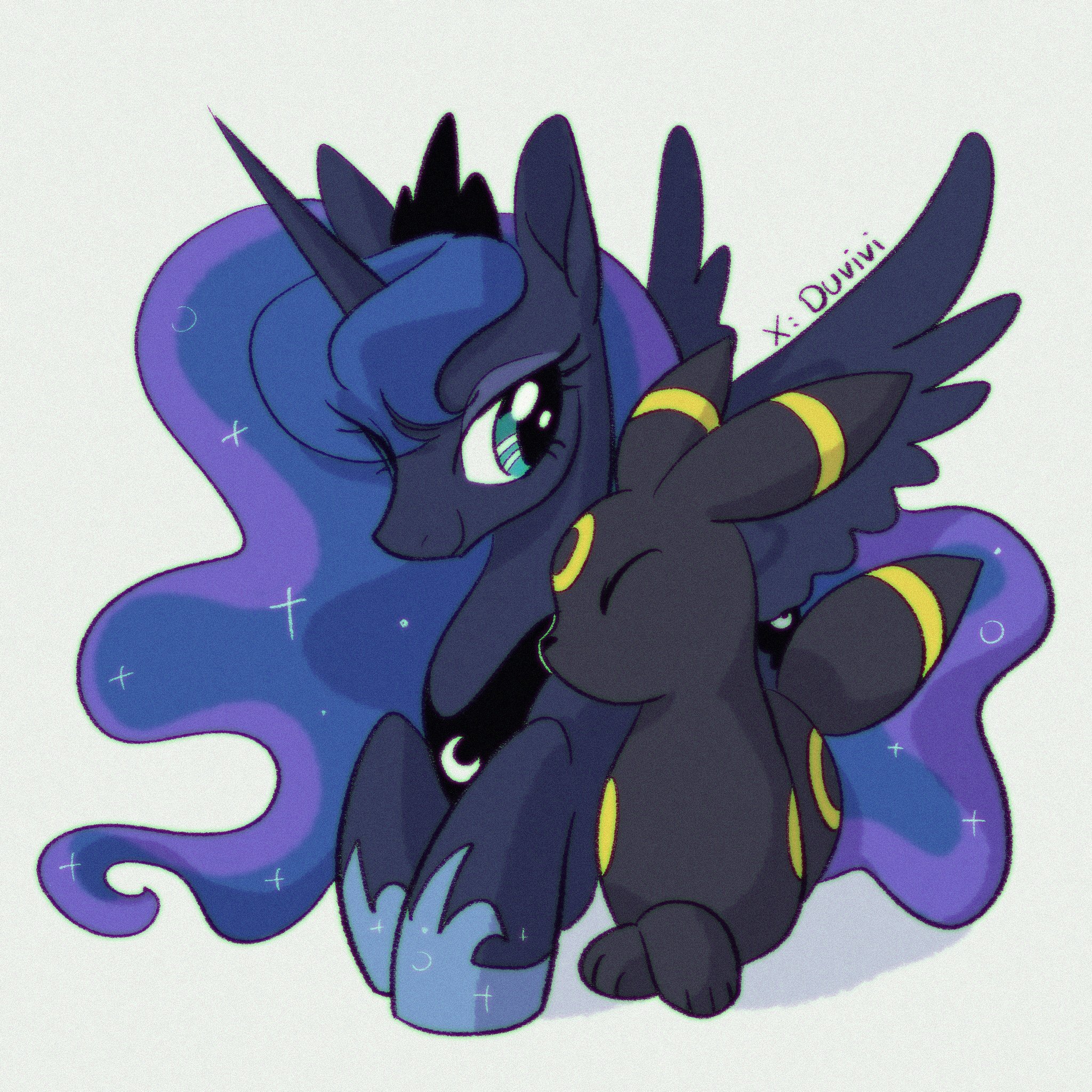 Luna and her pet - My little pony, PonyArt, Princess luna, MLP crossover, Pokemon, Evie, Umbreon