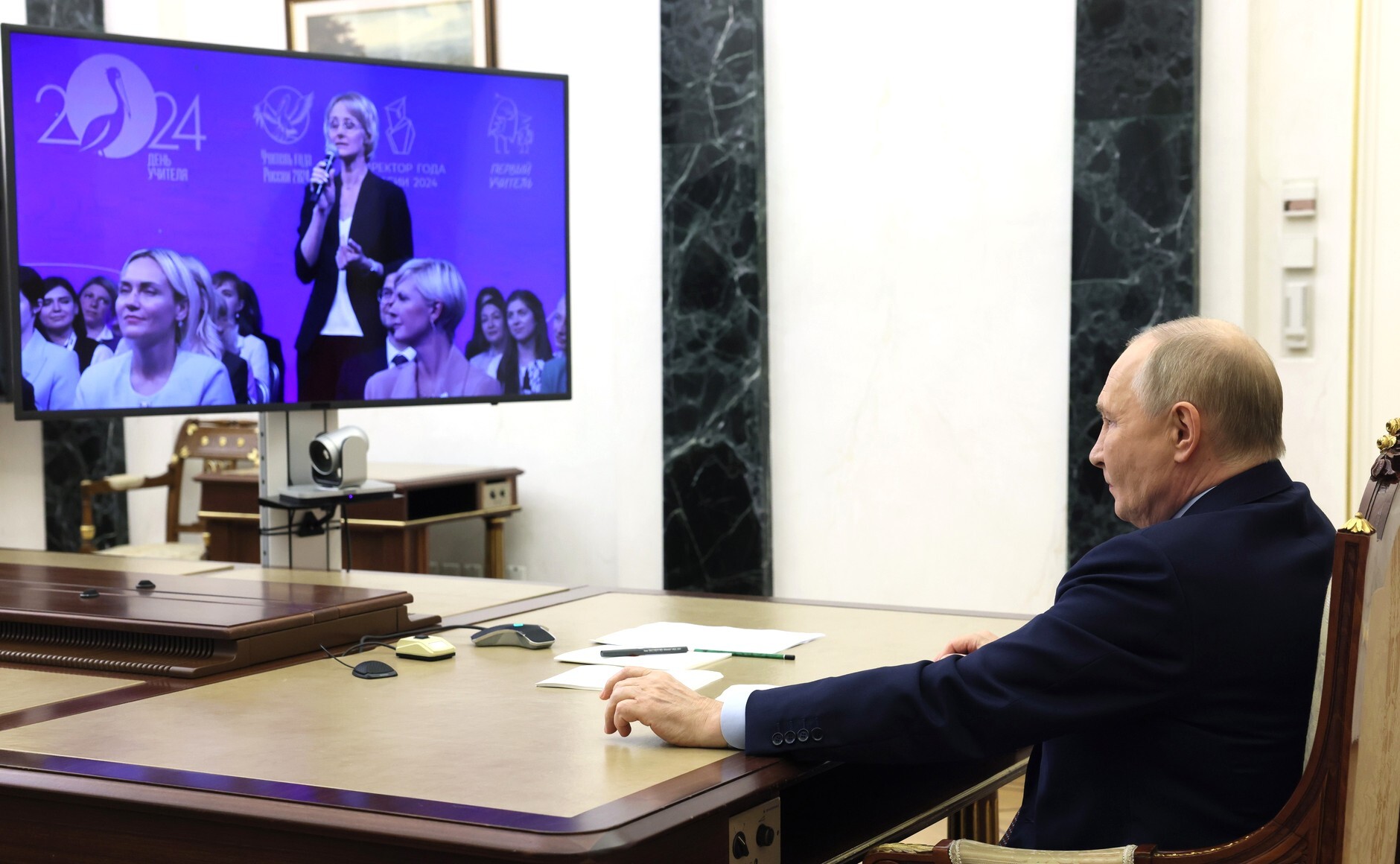 Meeting of Russian President Vladimir Putin with laureates of all-Russian competitions in the field of education. Teacher's Day - news, Politics, Russia, Donbass, New Russia, DPR, LPR, Kherson region, Zaporizhzhia, Kursk region, Bryansk region, Belgorod region, Ministry of Education, Teacher, Courage, School, Children, Education, Kremlinru, Special operation, Video, Video VK, Longpost