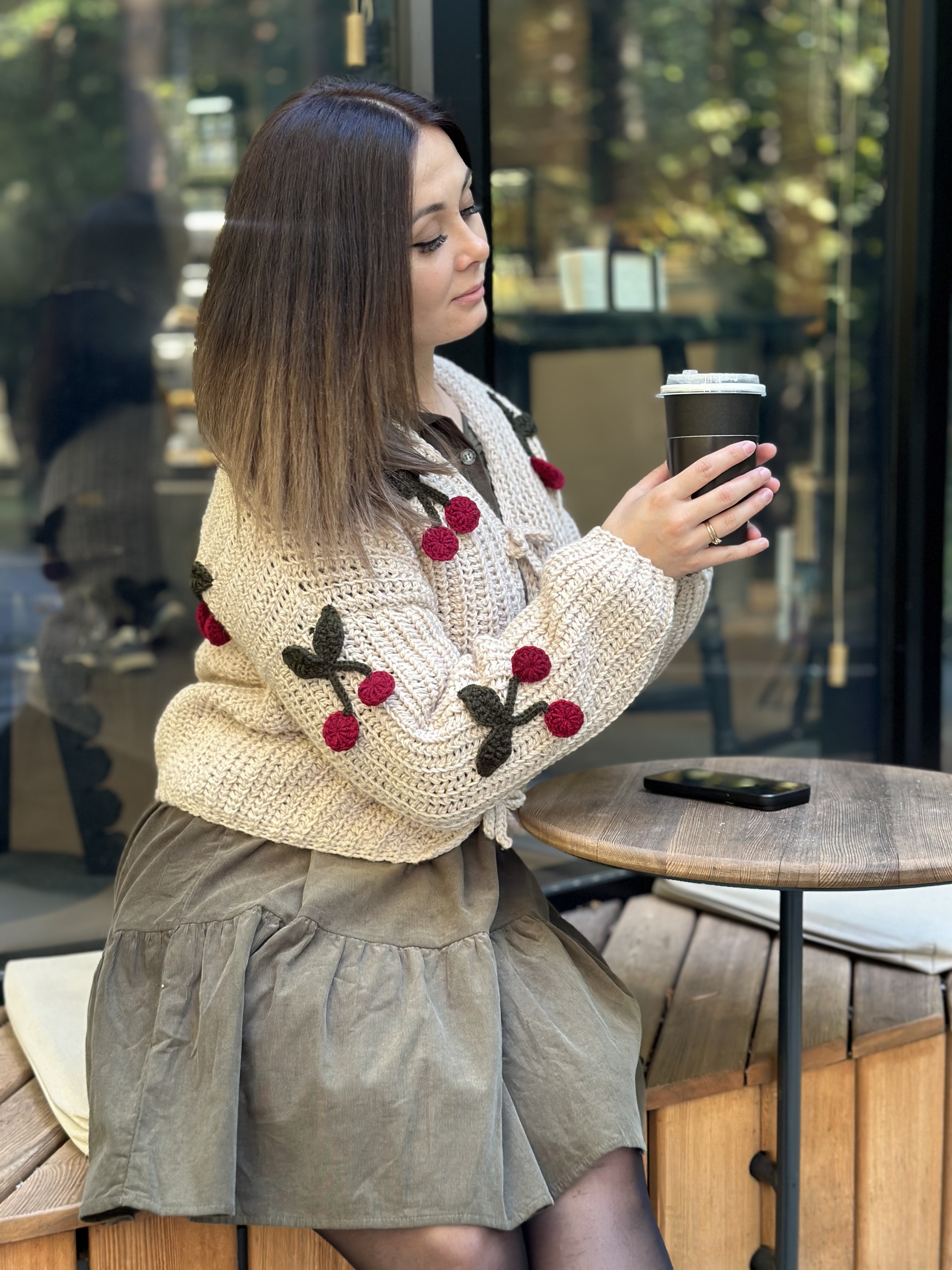 Cardigan with cherries - My, Crochet, Hobby, Cardigan, Handmade, Needlework without process, The photo, Longpost